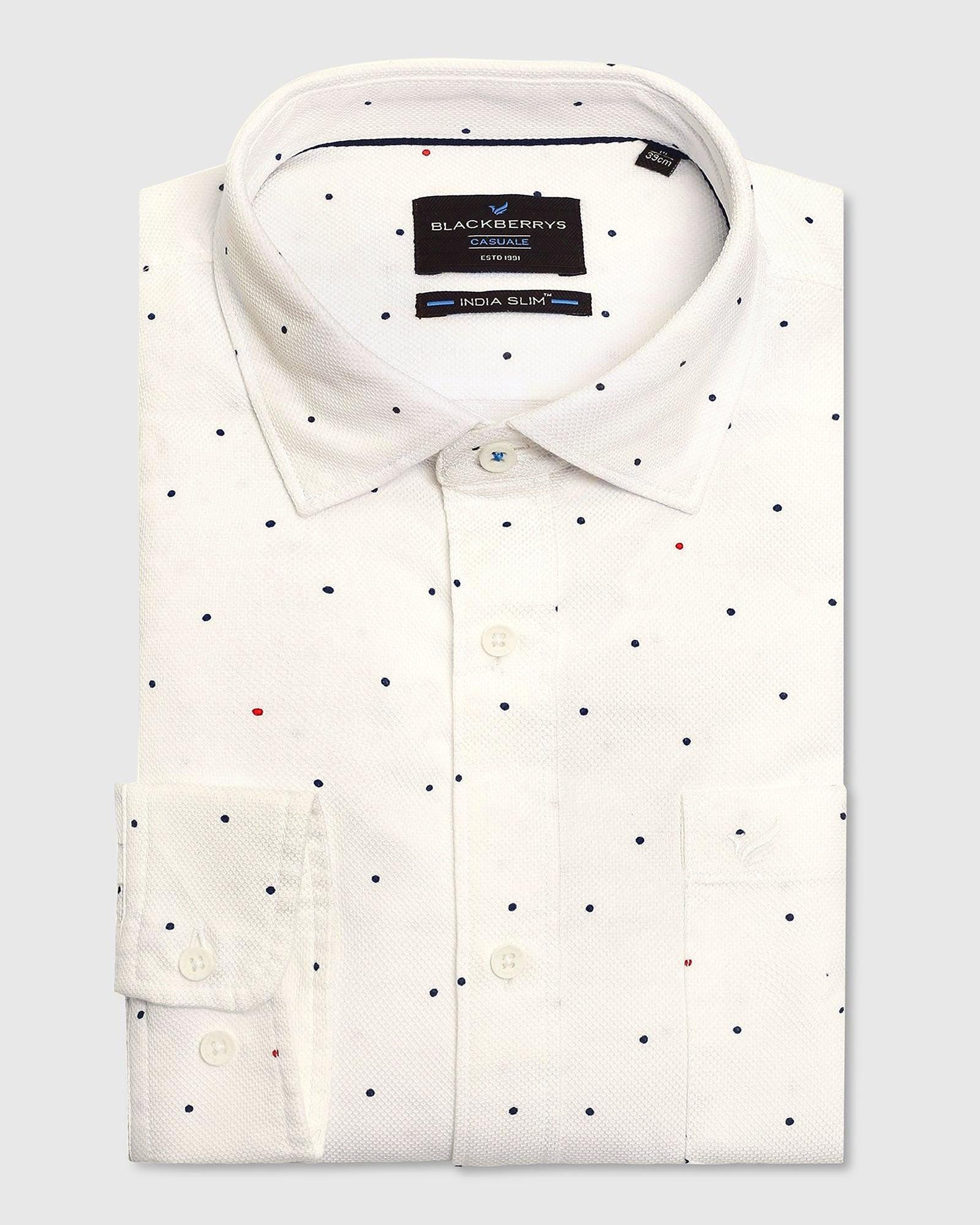 Casual White Printed Shirt - Cato - Image 5