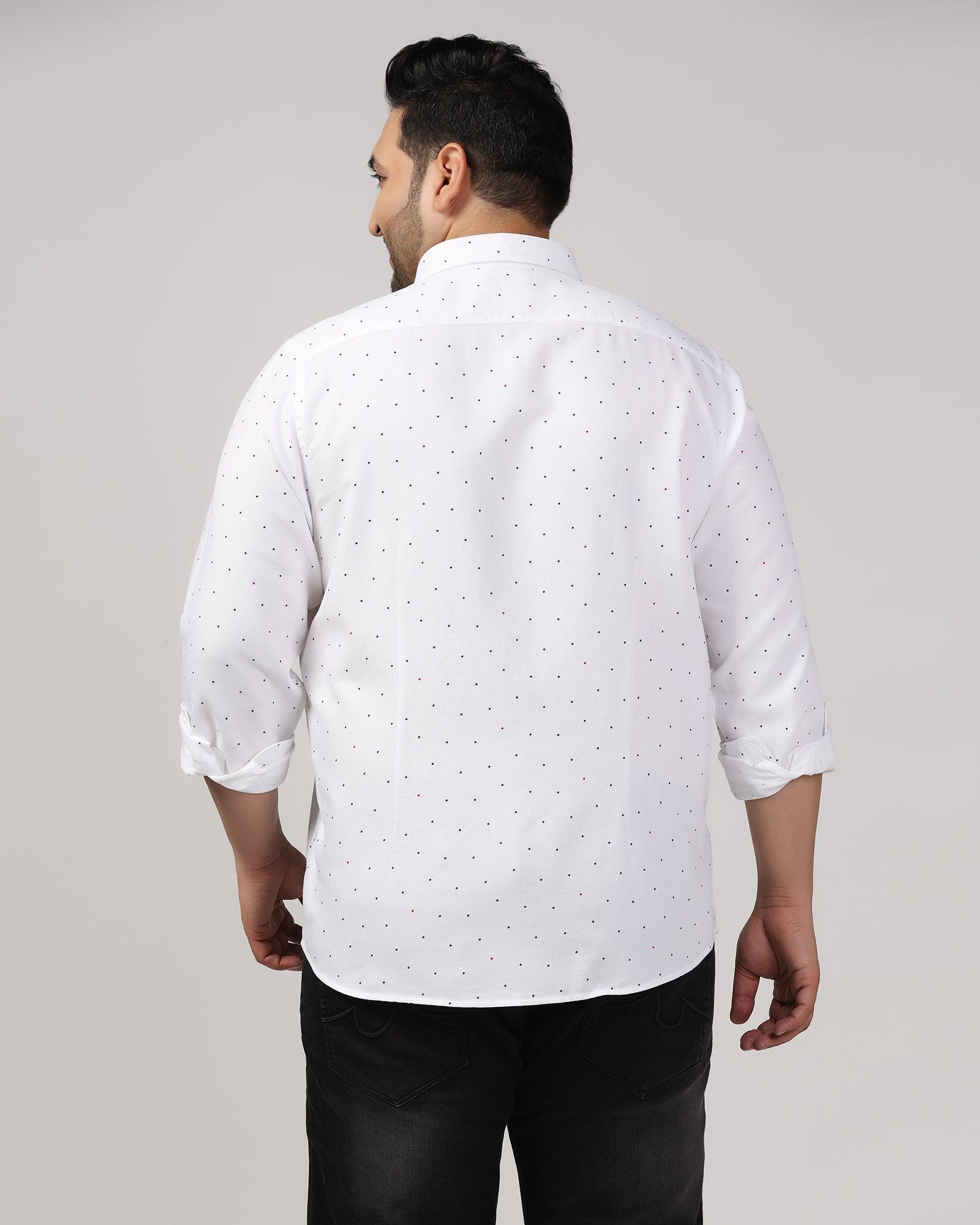 Casual White Printed Shirt - Cato - Image 8