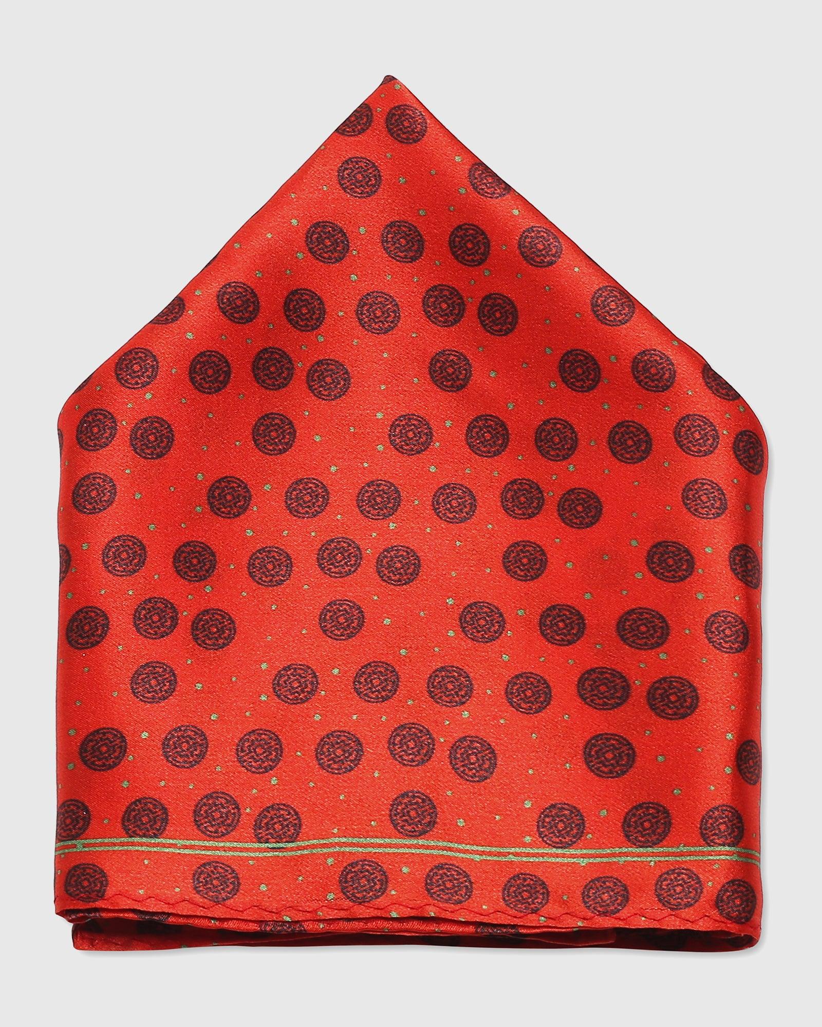 Arora Red 100% Silk Printed Pocket Square - Sergio - Image 3