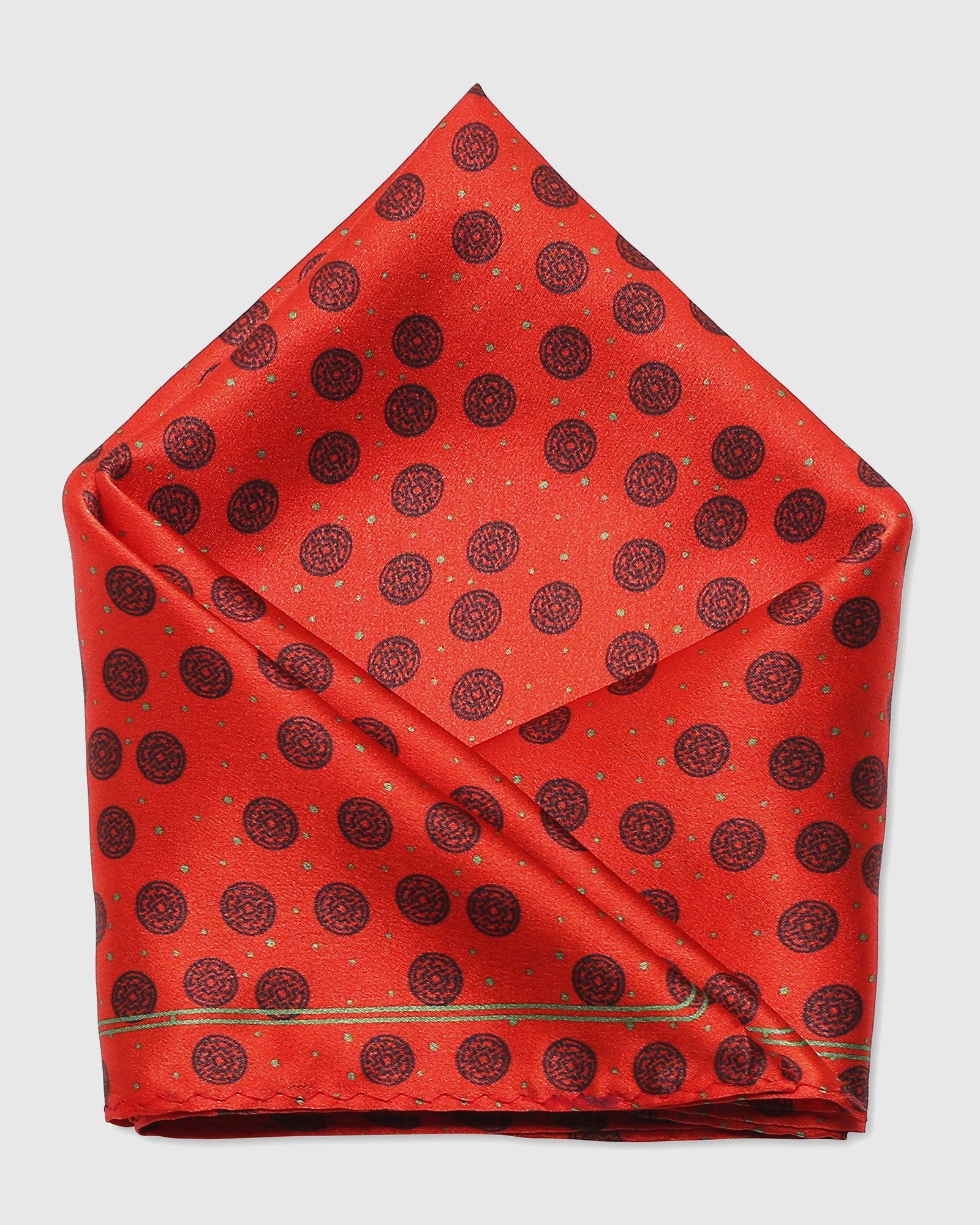 Arora Red 100% Silk Printed Pocket Square - Sergio - Image 4