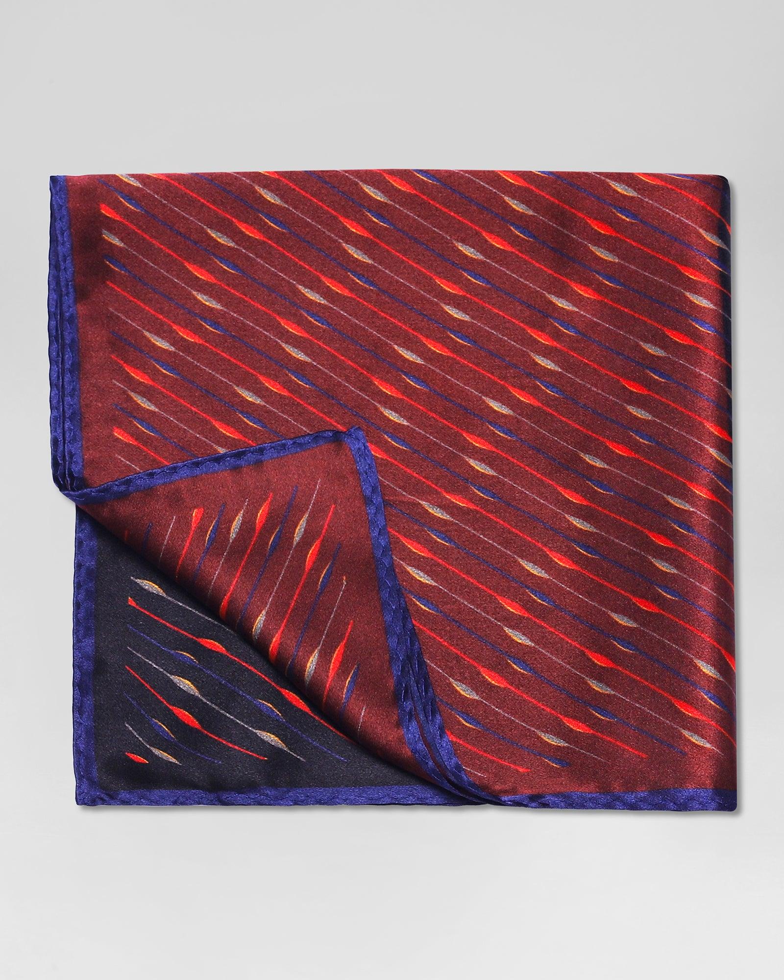 Maroon Black 100% Silk Printed Pocket Square - Rondel - Image 3