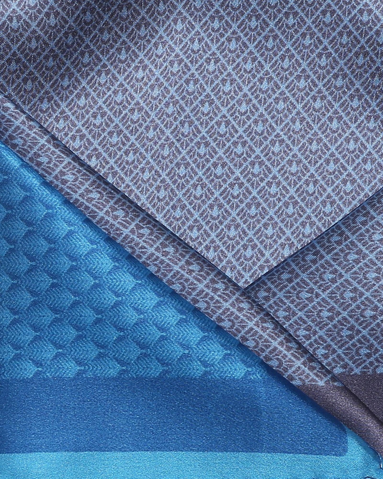 Royal Blue 100% Silk Printed Pocket Square - Slyvan - Image 5
