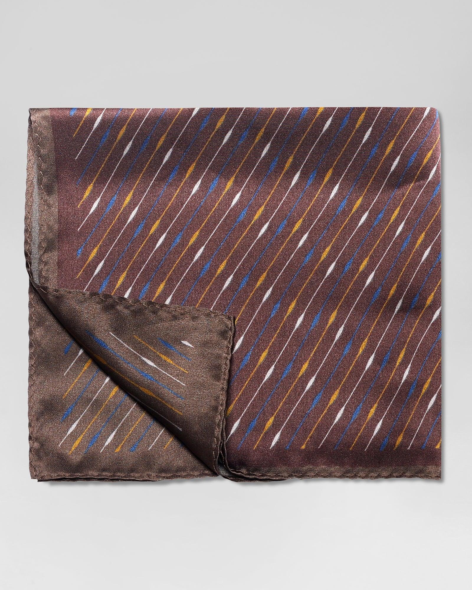 Tobacco Brown 100% Silk Printed Pocket Square - Rondel - Image 3