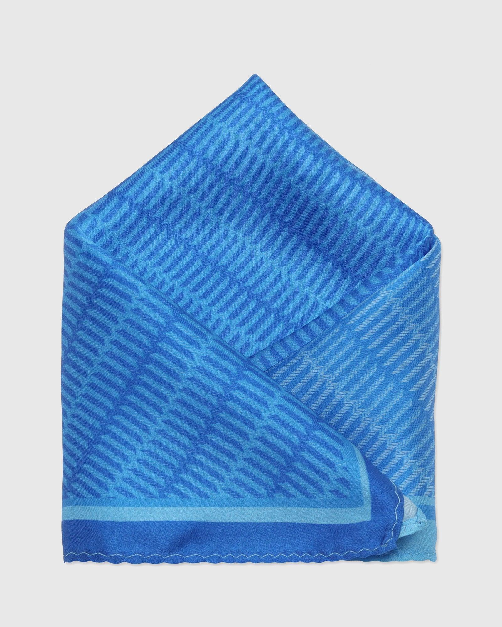 Blue 100% Silk Jacquard Pocket Square - Toyota - Image 3