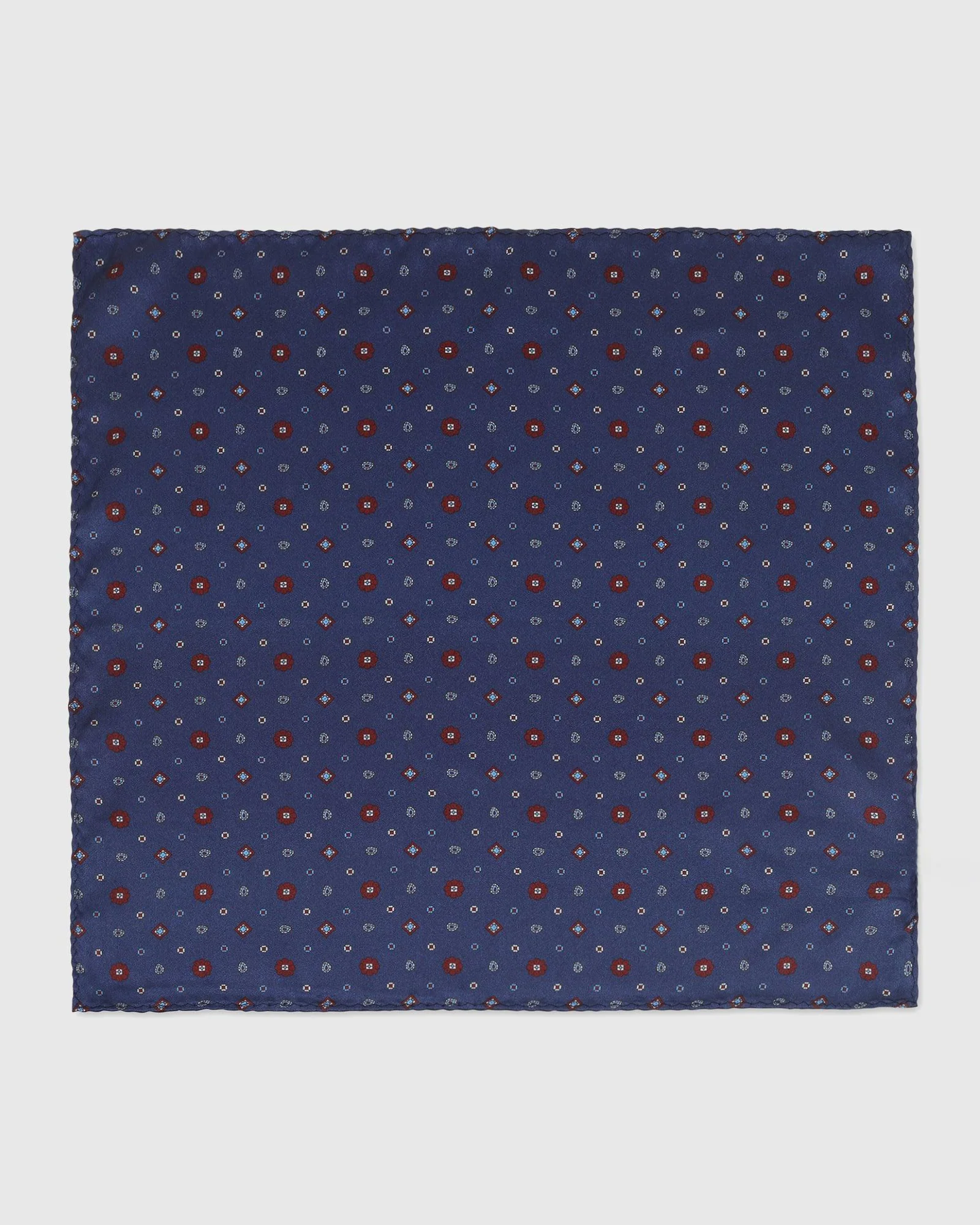 Deep Navy 100% Silk Jacquard Pocket Square - Taylor