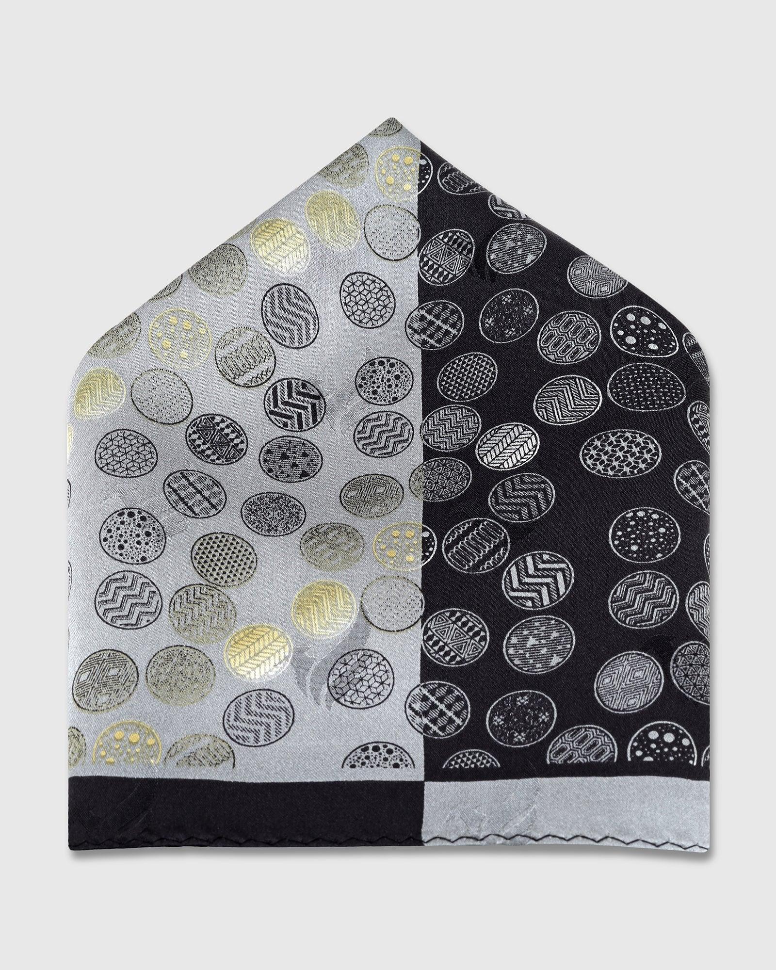 Grey 100% Silk Printed Pocket Square - Ted - Image 3