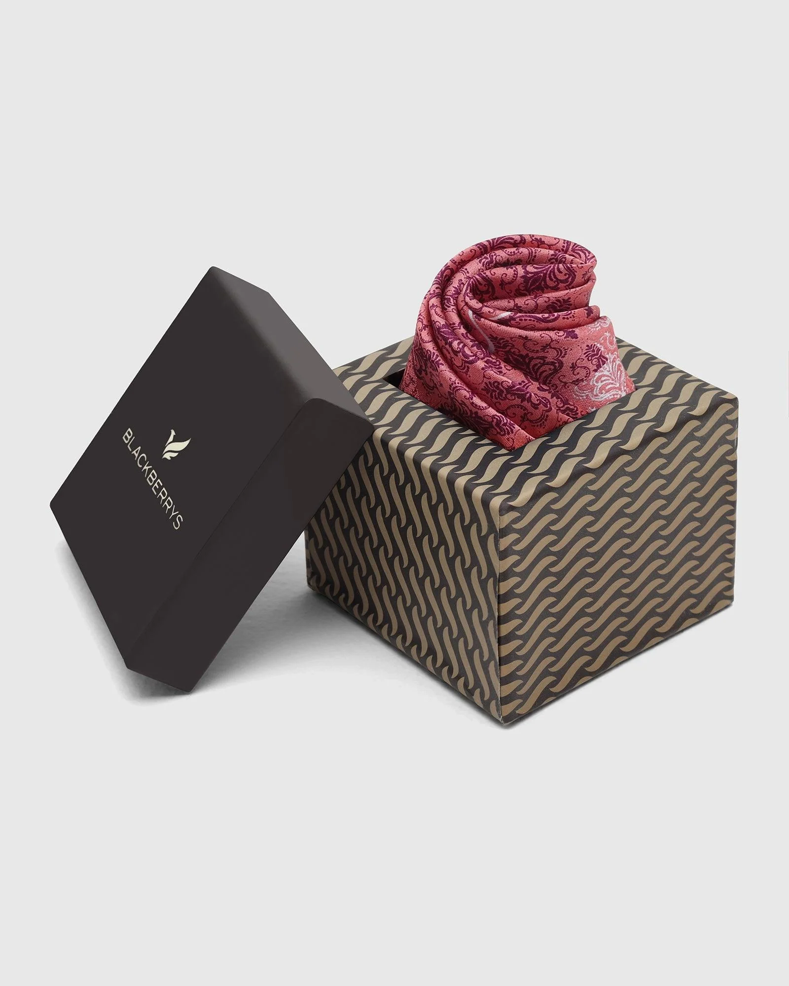 Pink 100% Silk Printed Pocket Square - Tulip - Image 2