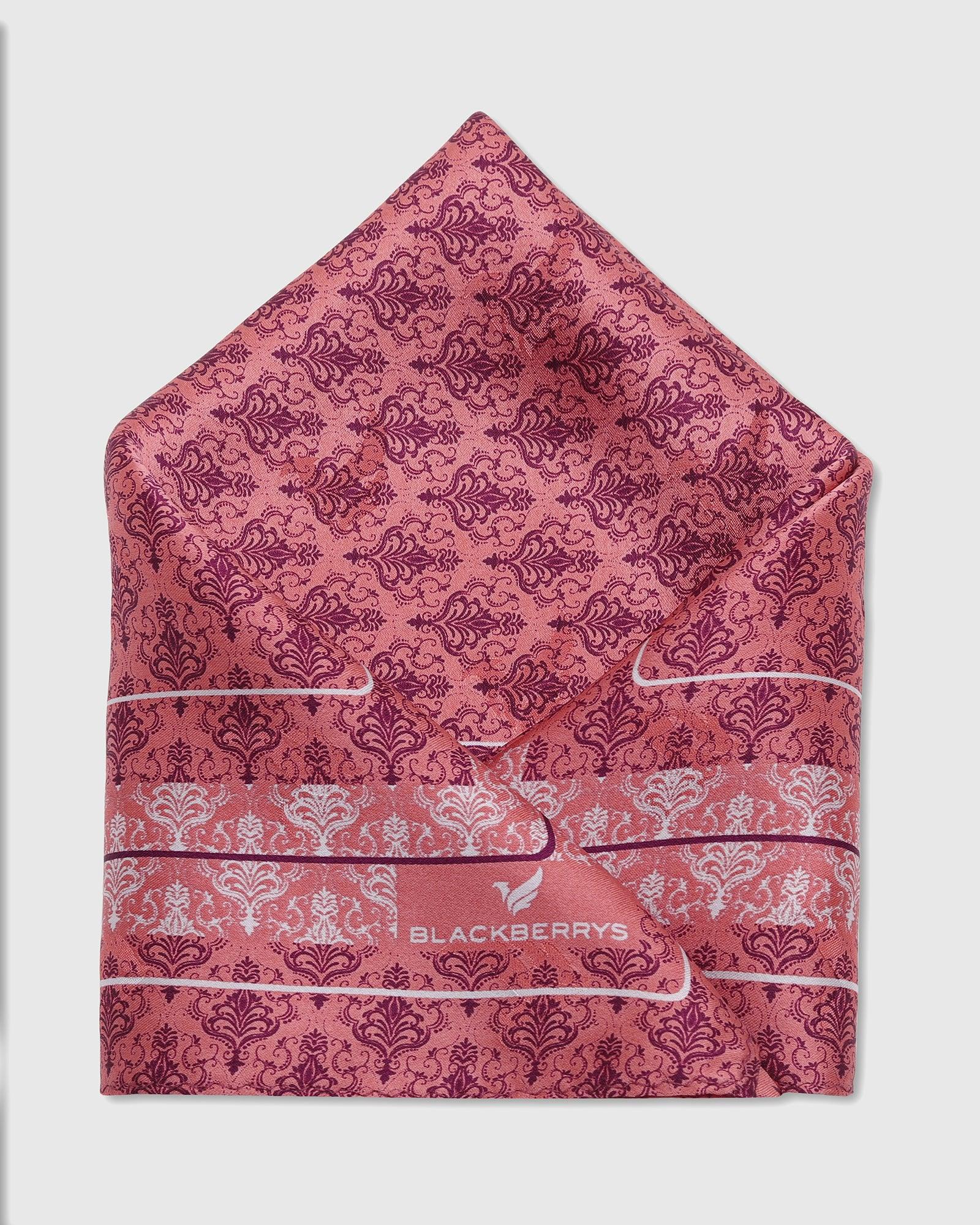 Pink 100% Silk Printed Pocket Square - Tulip - Image 3