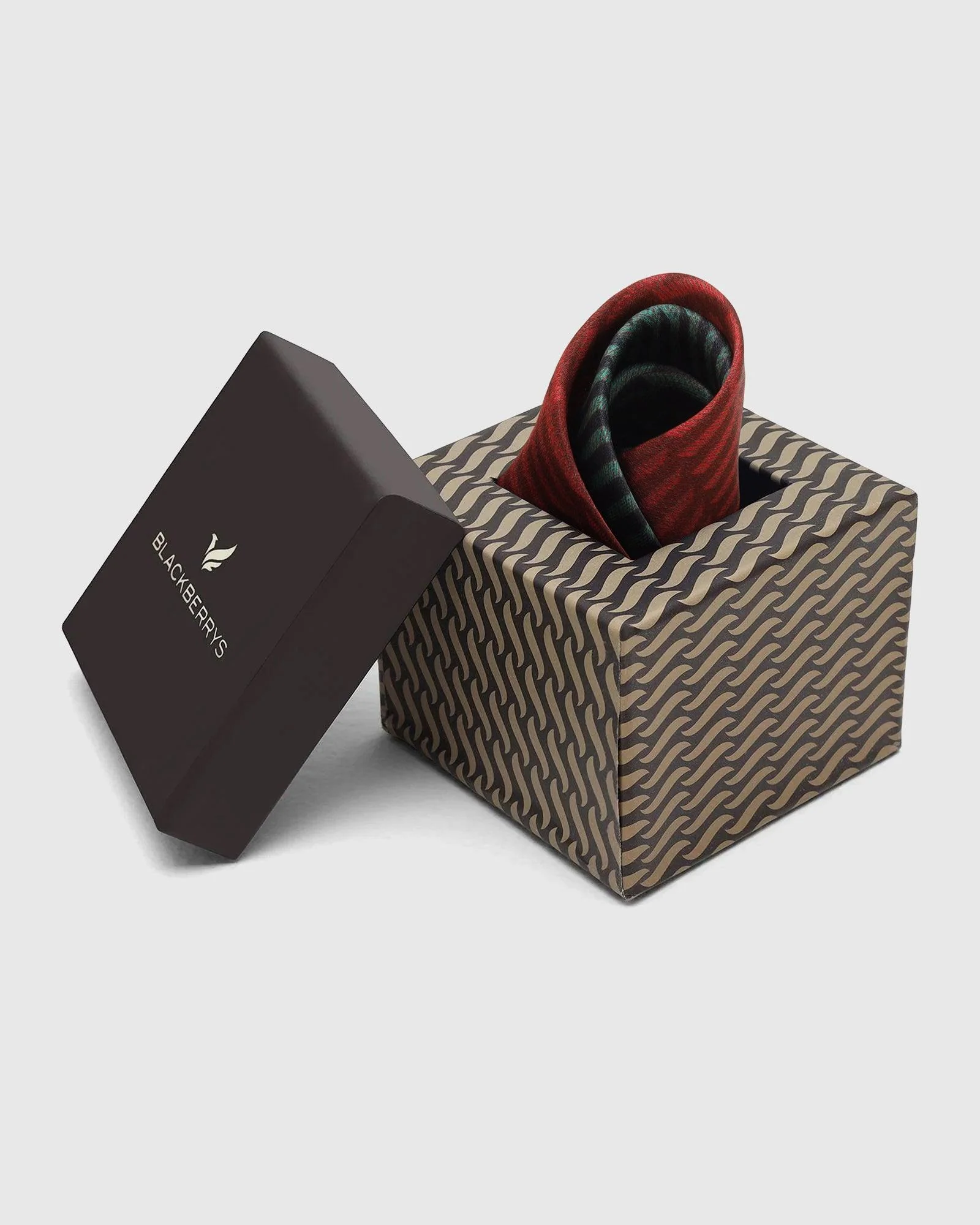 Red & Green 100% Silk Jacquard Pocket Square - Toyota - Image 2
