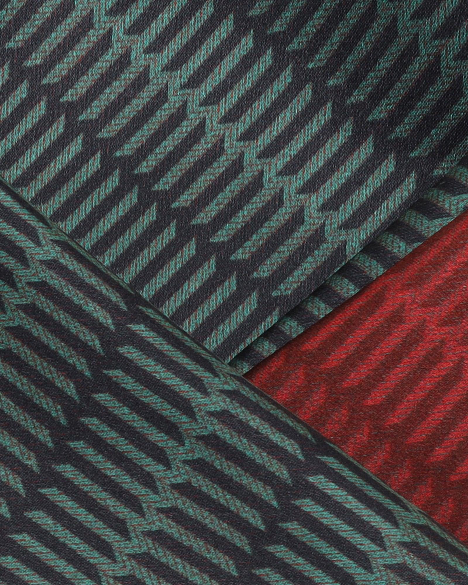 Red & Green 100% Silk Jacquard Pocket Square - Toyota - Image 4