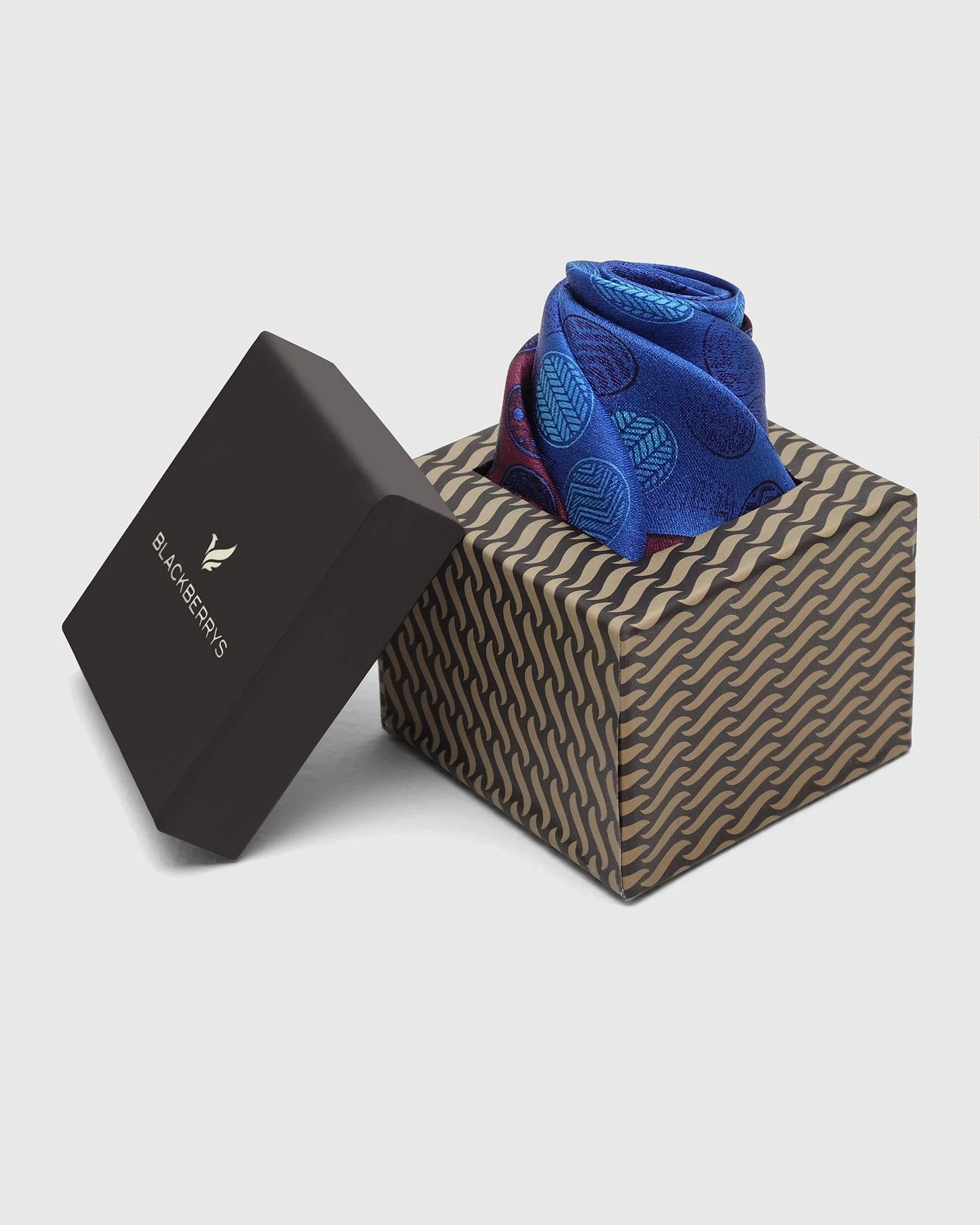 Red & Navy 100% Silk Printed Pocket Square - Ted - Image 2
