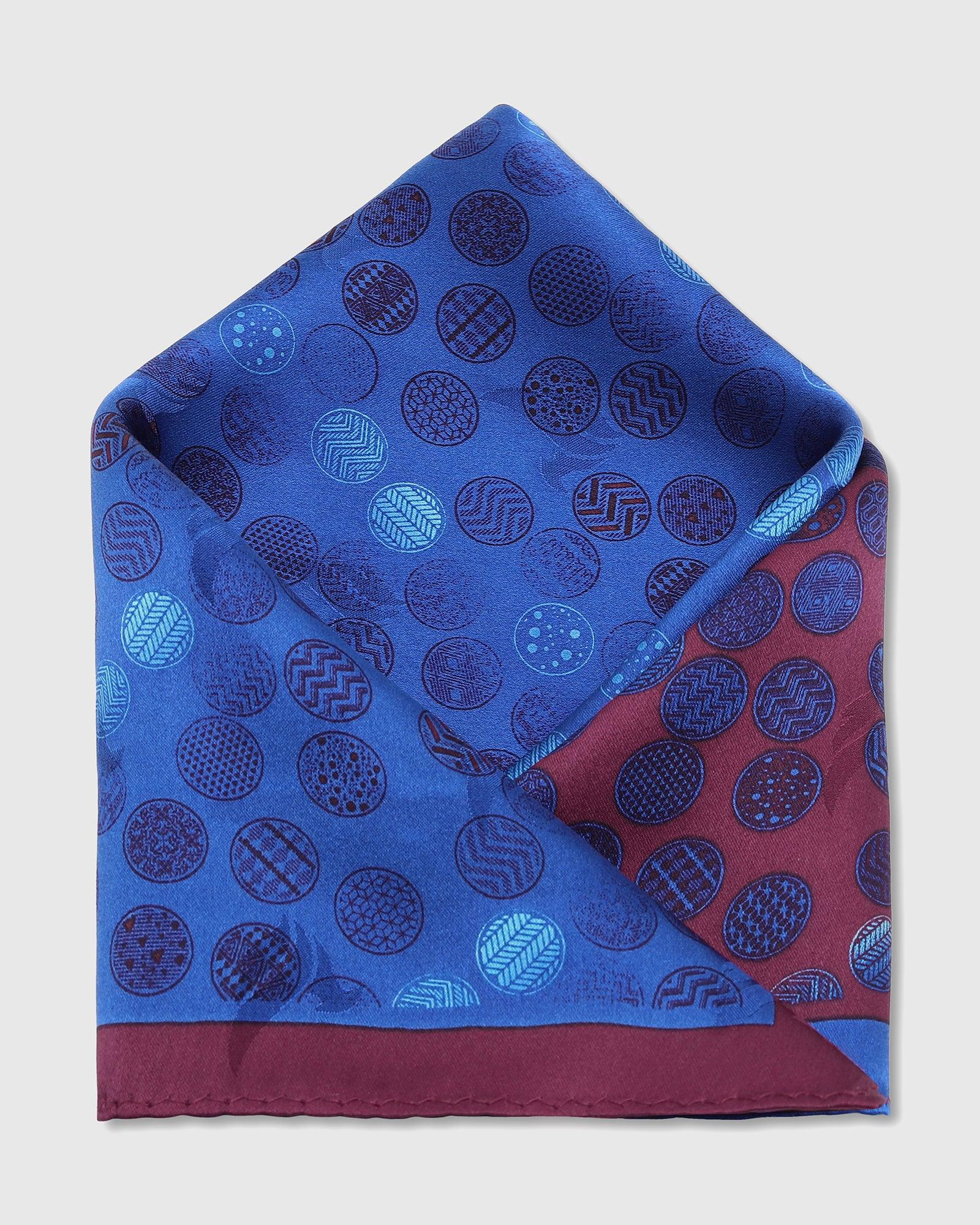 Red & Navy 100% Silk Printed Pocket Square - Ted - Image 3