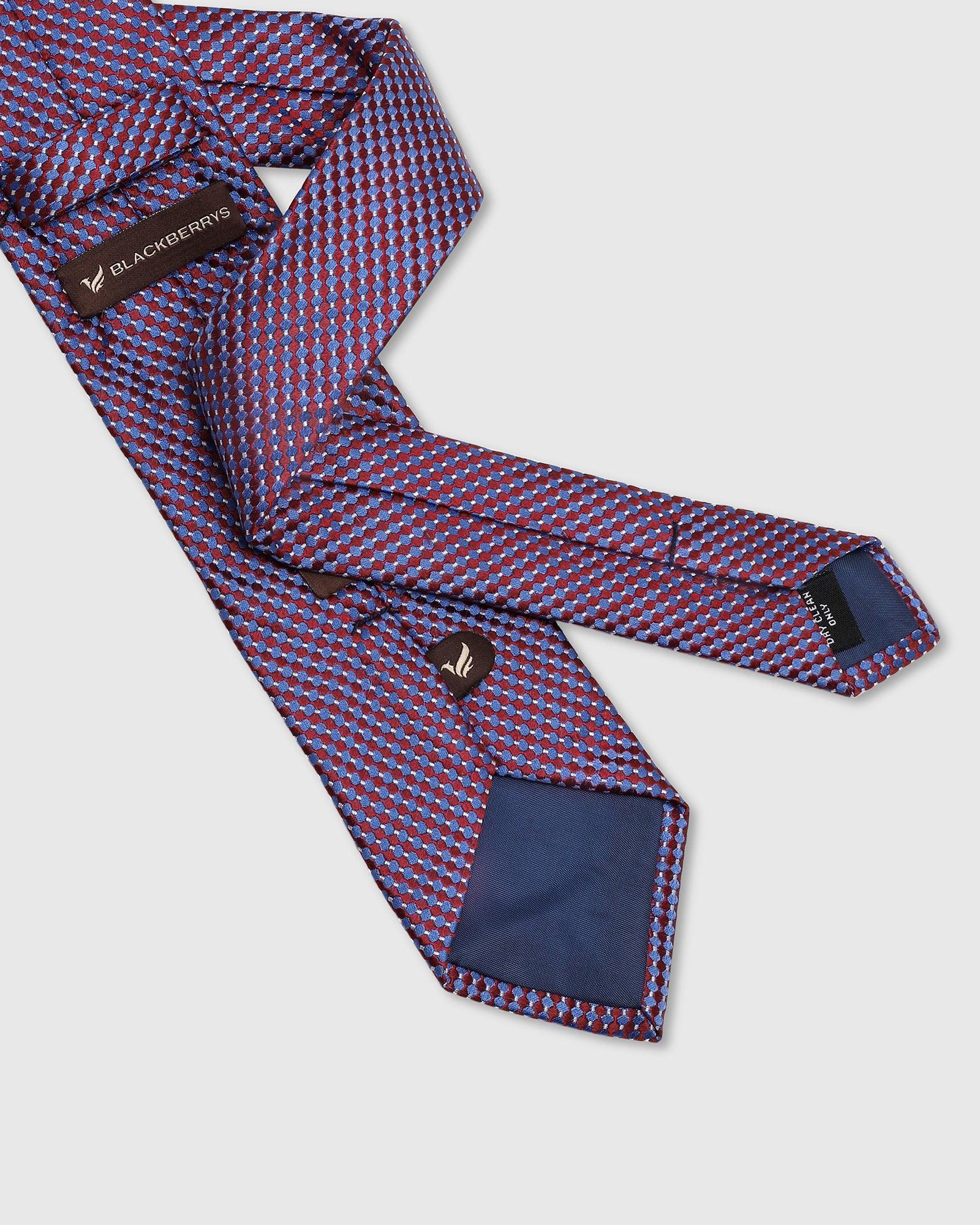 Silk Maroon Jacquard Tie - Twice - Image 3