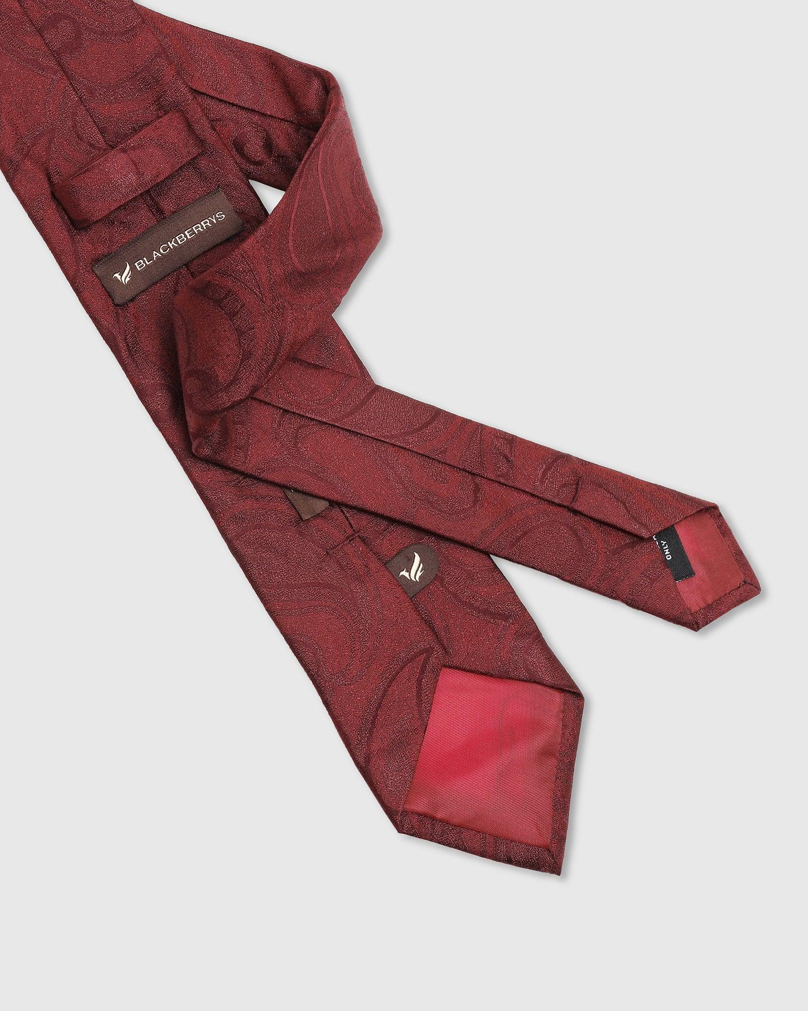 Silk Maroon Jacquard Tie - Tyler - Image 3
