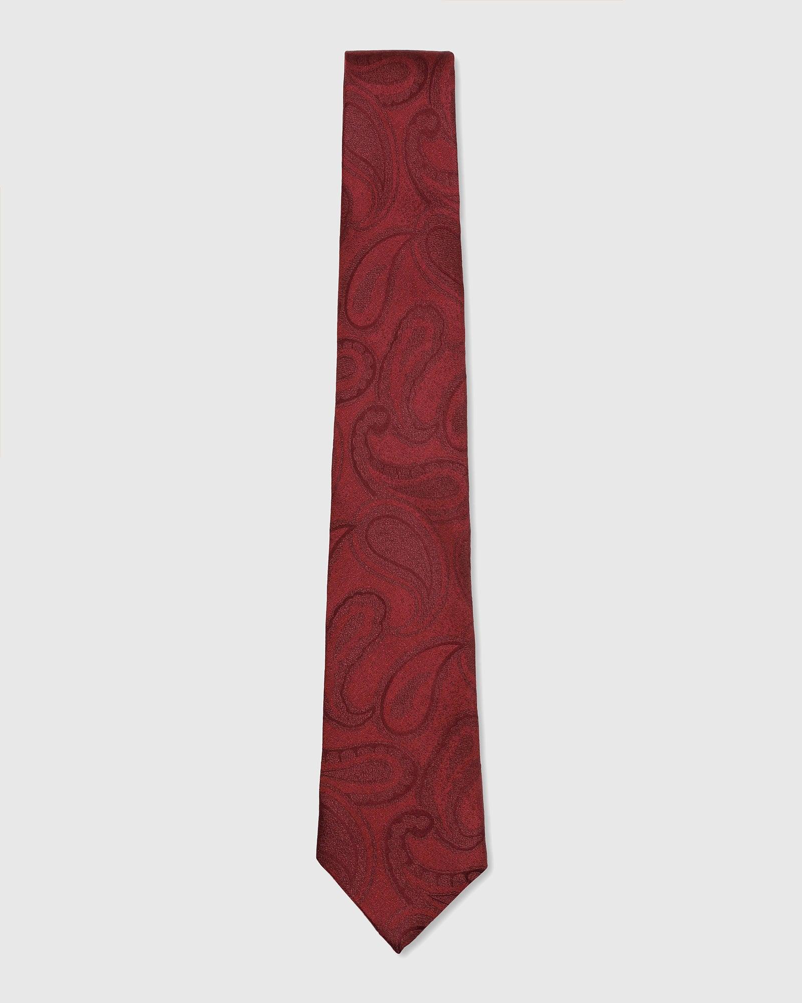Silk Maroon Jacquard Tie - Tyler - Image 4