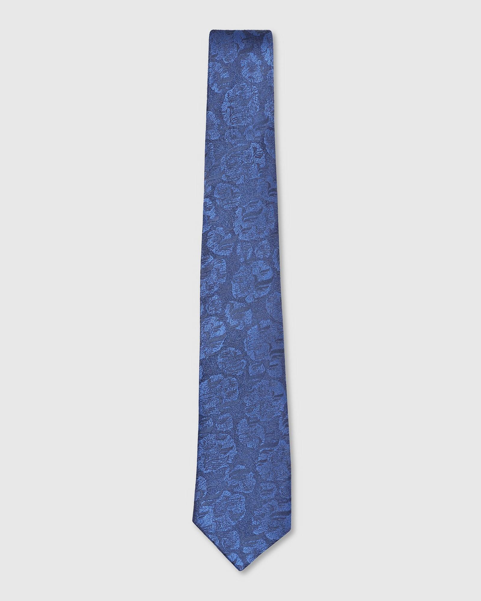 Silk Navy Jacquard Tie - Talisca - Image 4