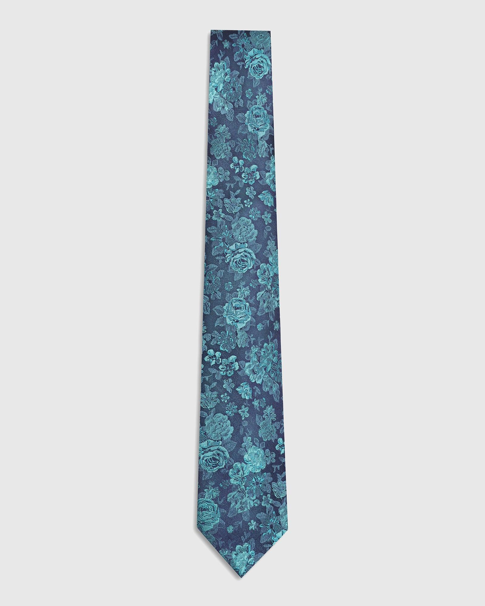 Silk Teal Jacquard Tie - Tucker - Image 4