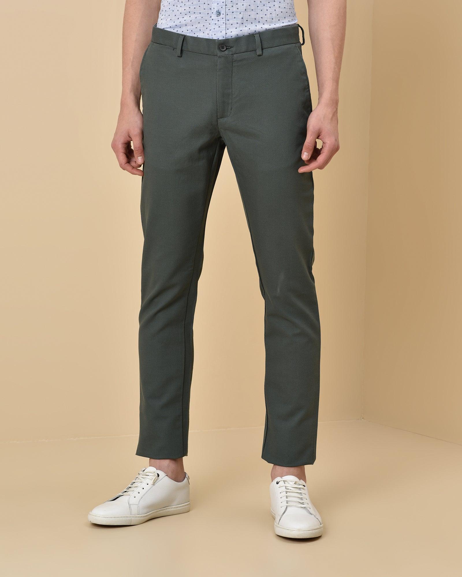 Slim Comfort B-95 Casual Olive Solid Khakis - Prism - Image 3
