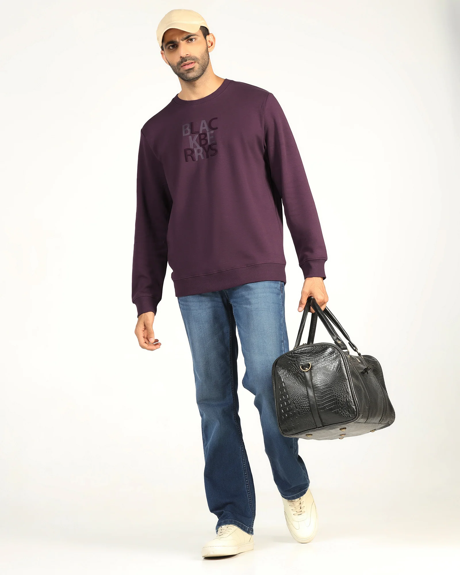 Purple Crew Neck Solid Sweatshirt - Deck - Image 6