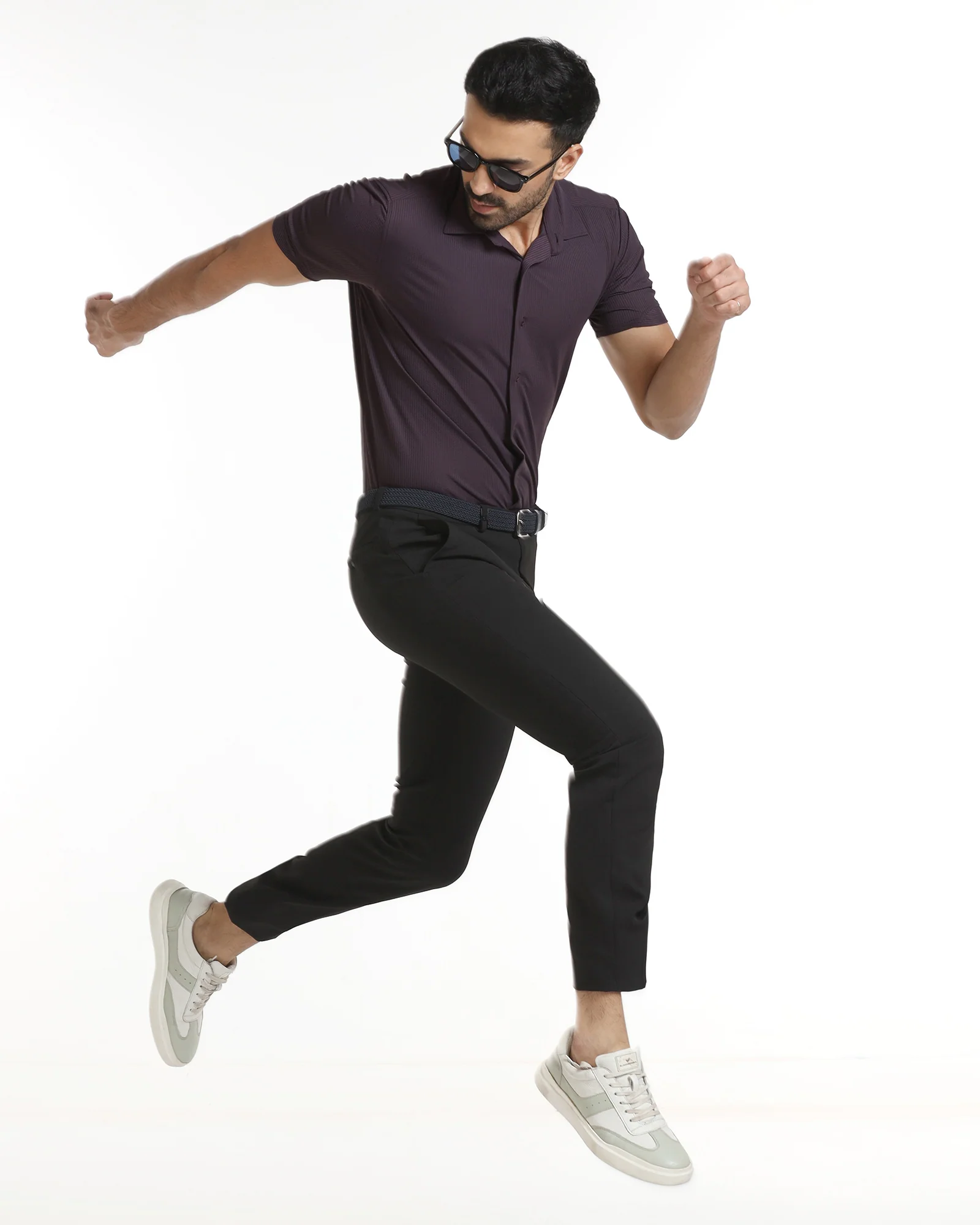 Purple Half Sleeve TechPro Stripe Shirt - Civil - Image 7
