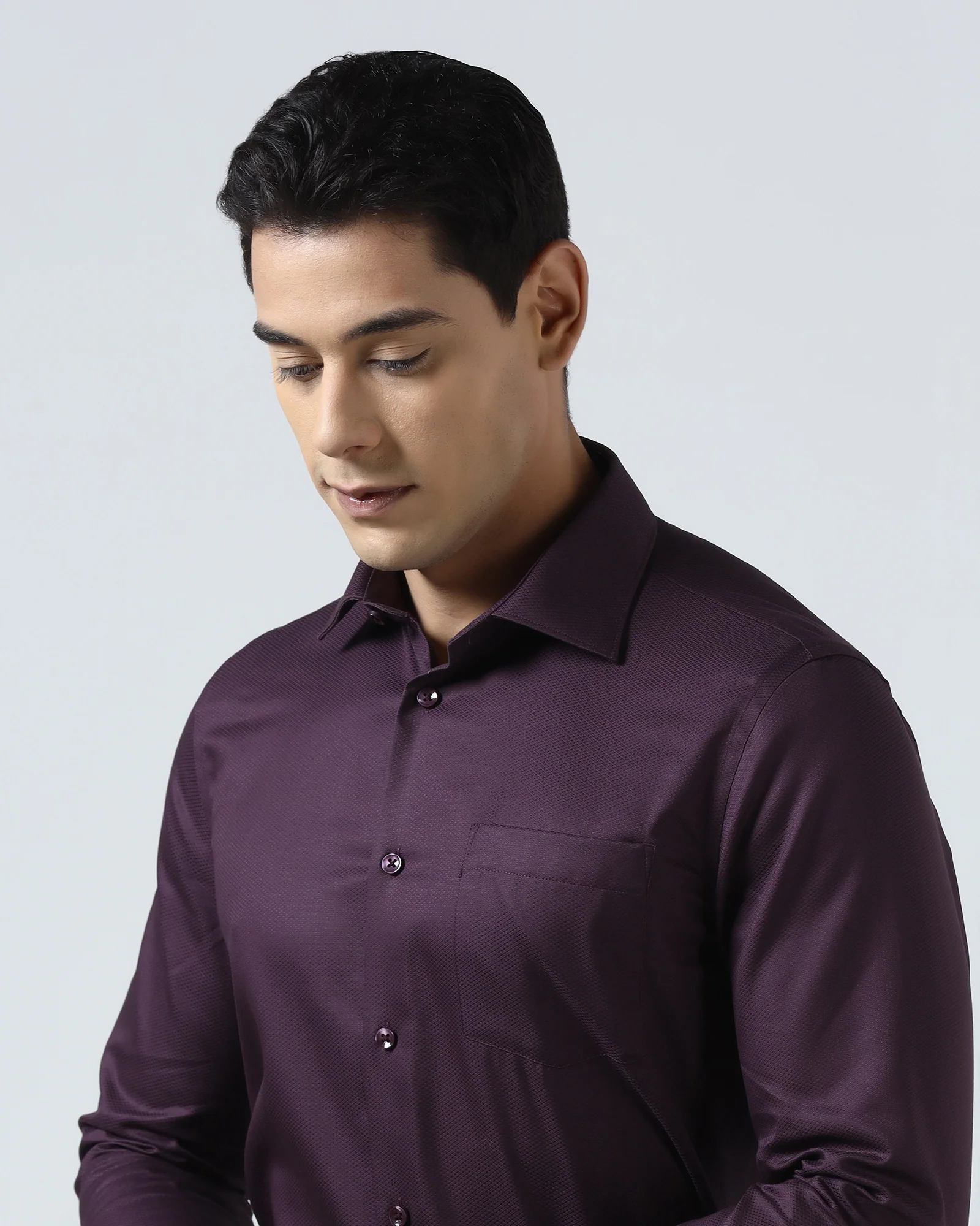 Purple Non Iron Textured Shirt - P31 - Image 4