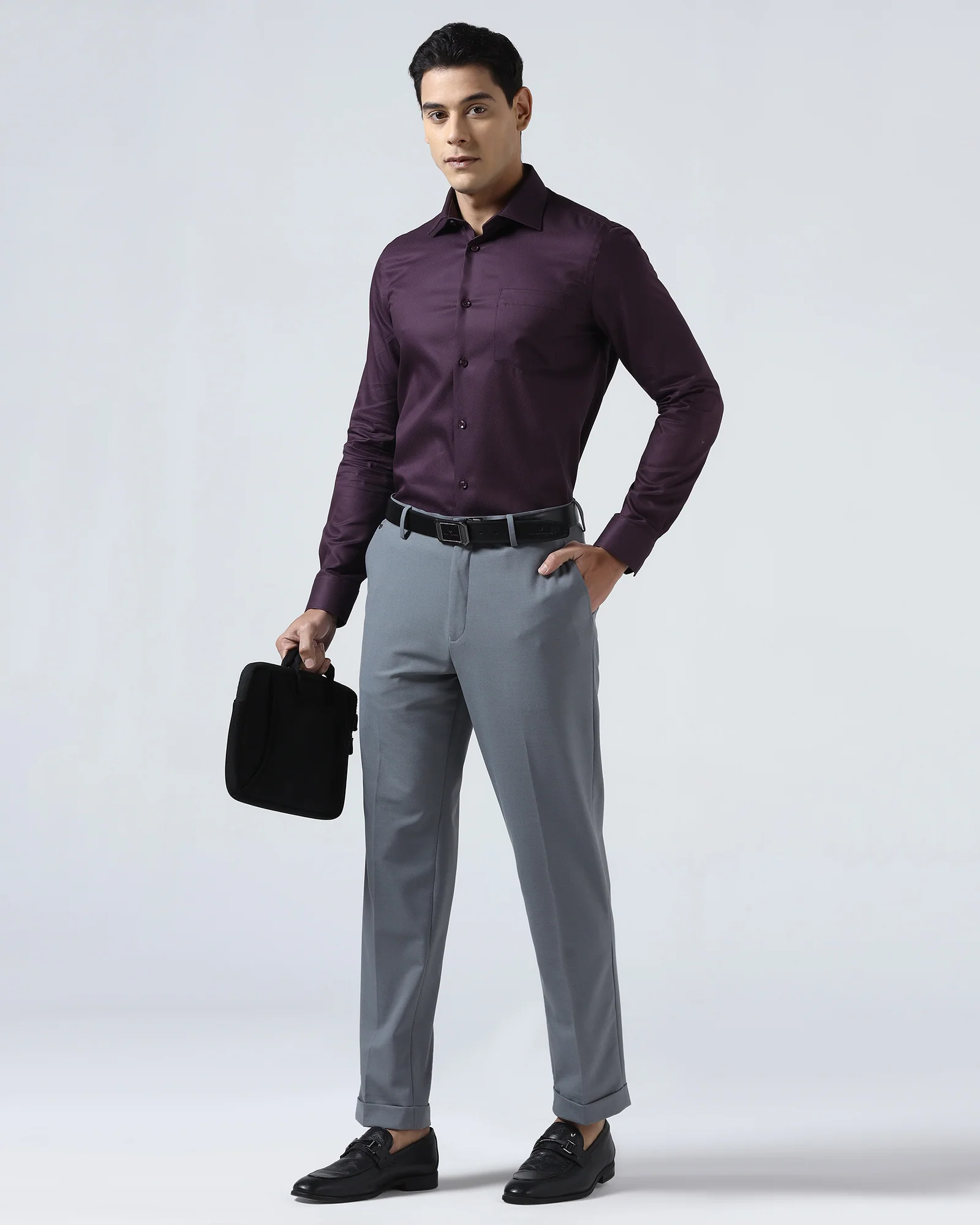 Purple Non Iron Textured Shirt - P31 - Image 7