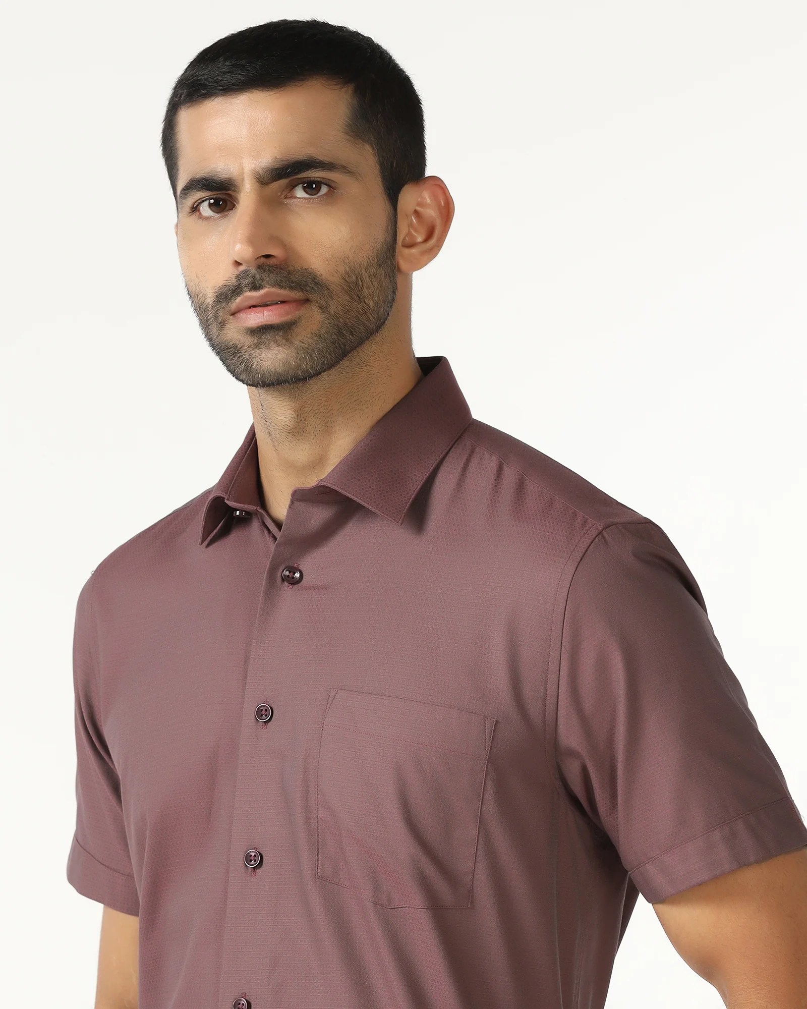 Red Half Sleeve Textured Shirt - Zander - Image 4