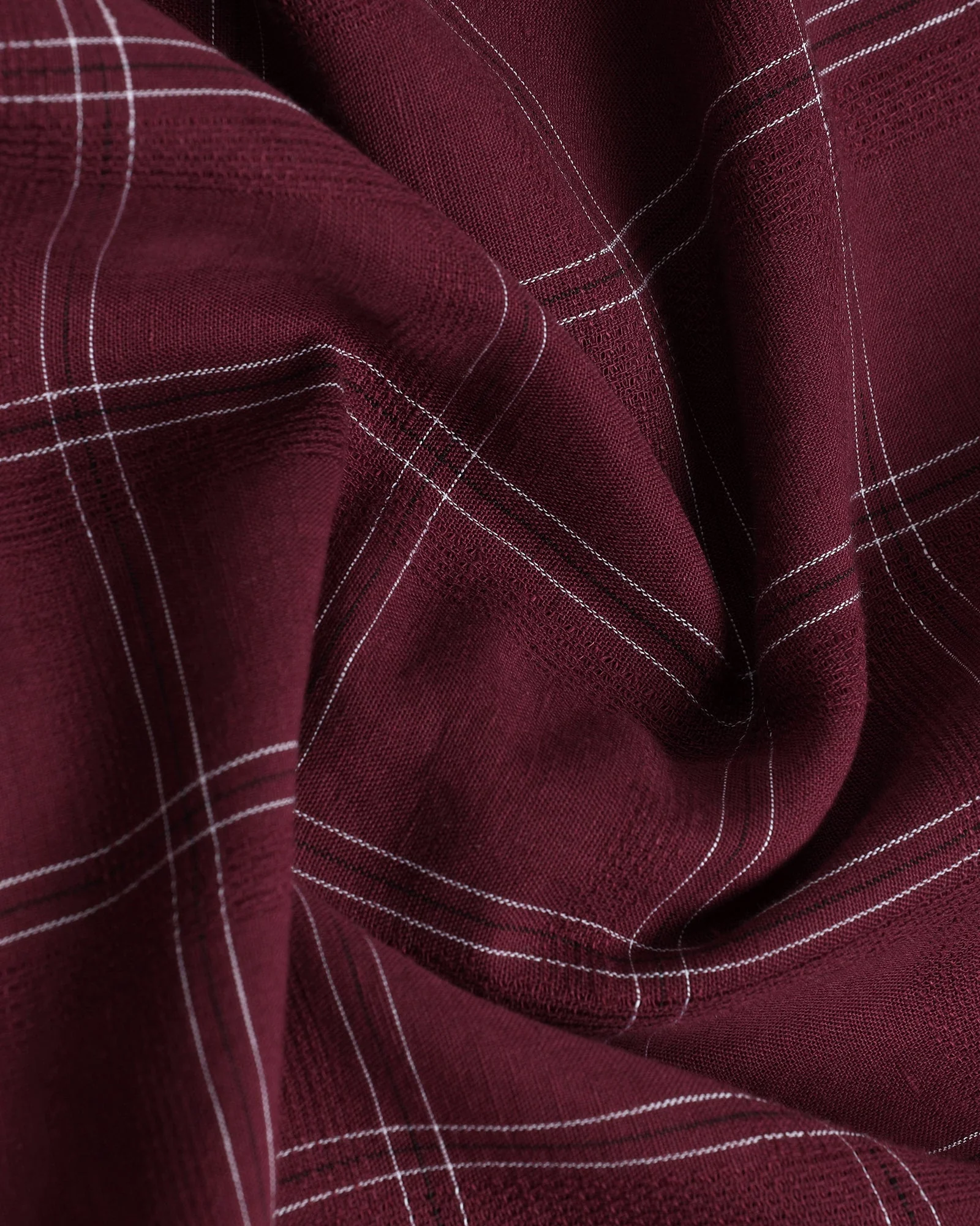Red Linen Check Shirt - Moben - Image 6