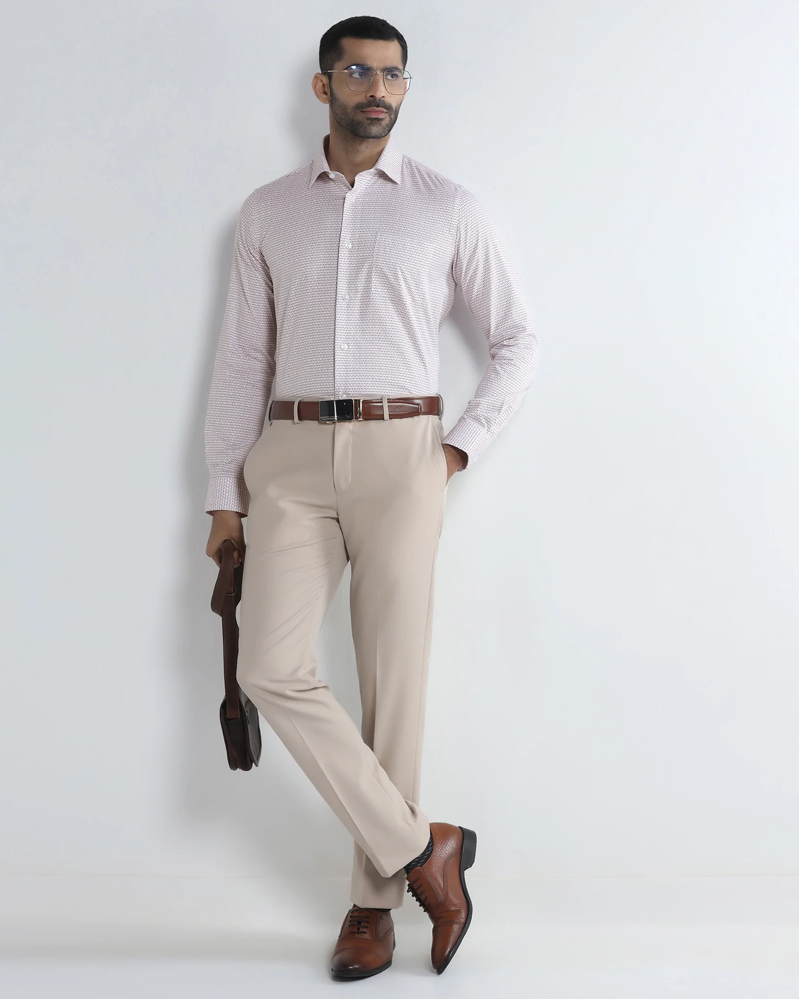 Red Unwrinkle Printed Shirt - Everest - Image 8