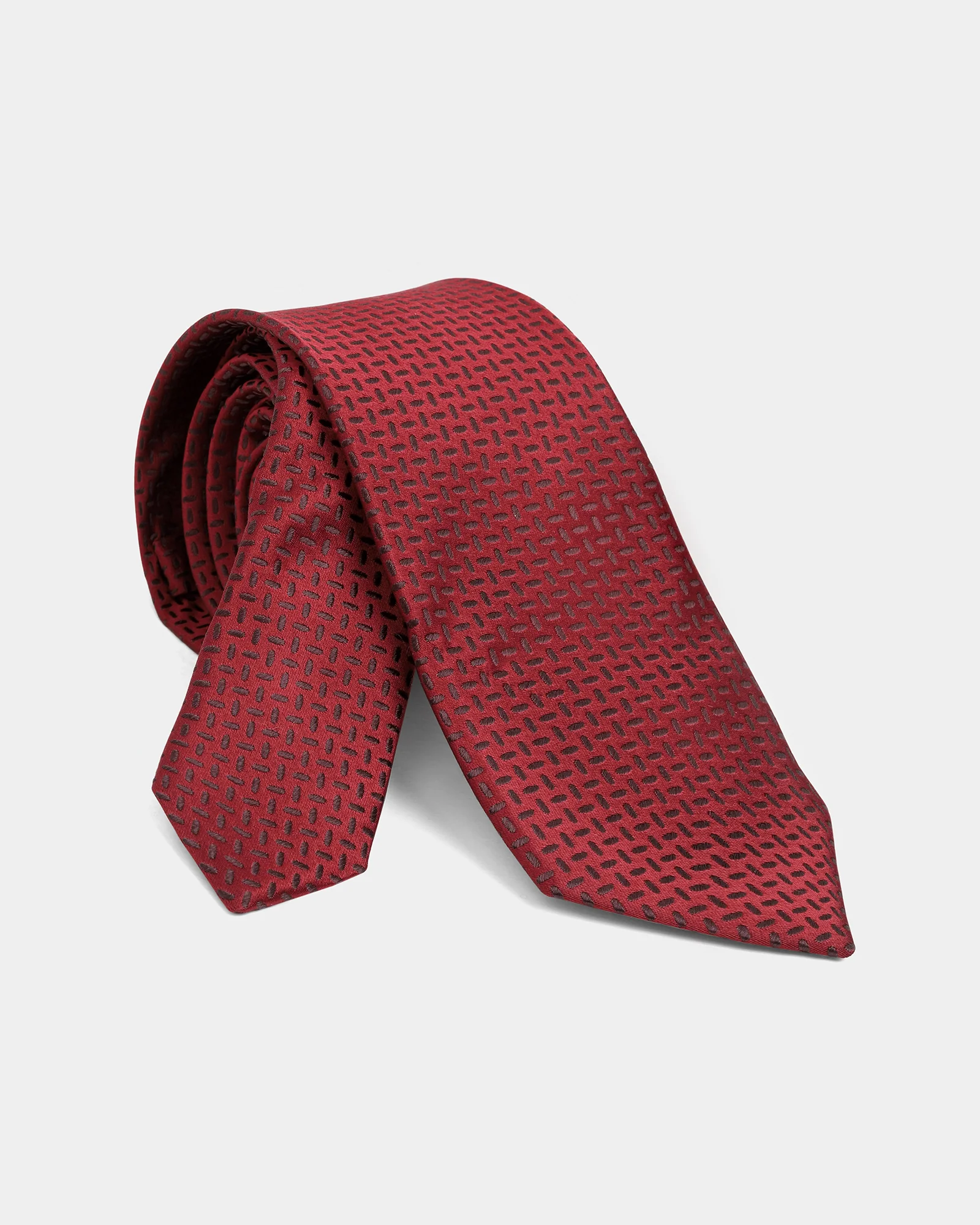 Red Silk Jacquard Tie - Aza