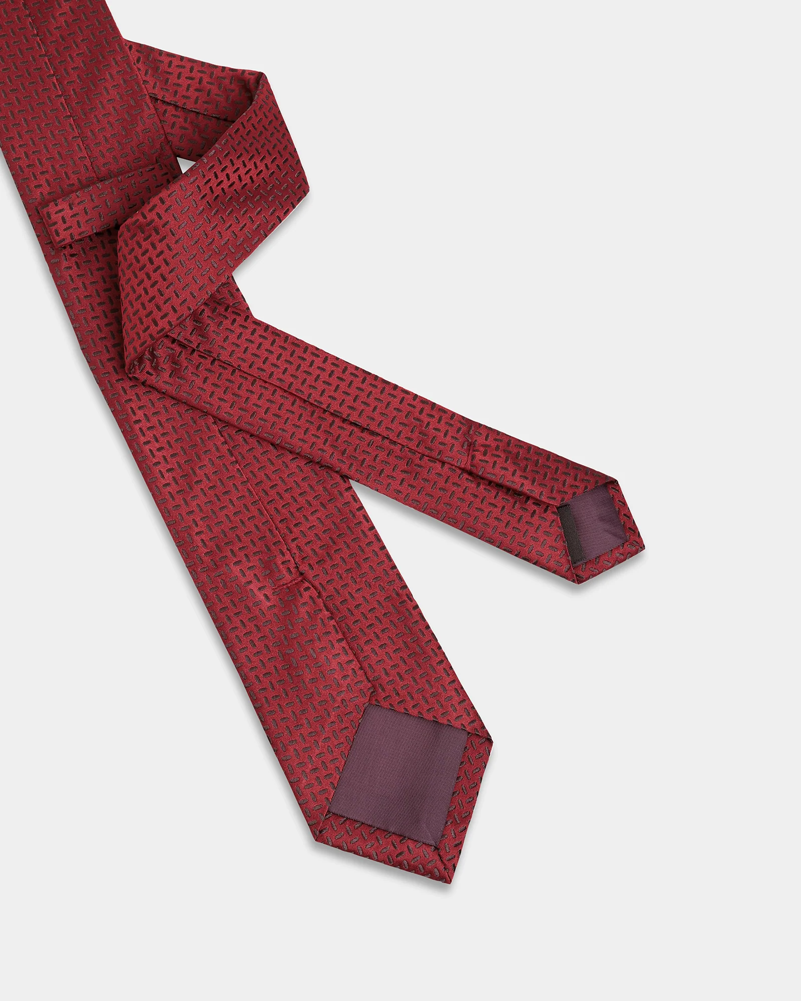 Red Silk Jacquard Tie - Aza - Image 3