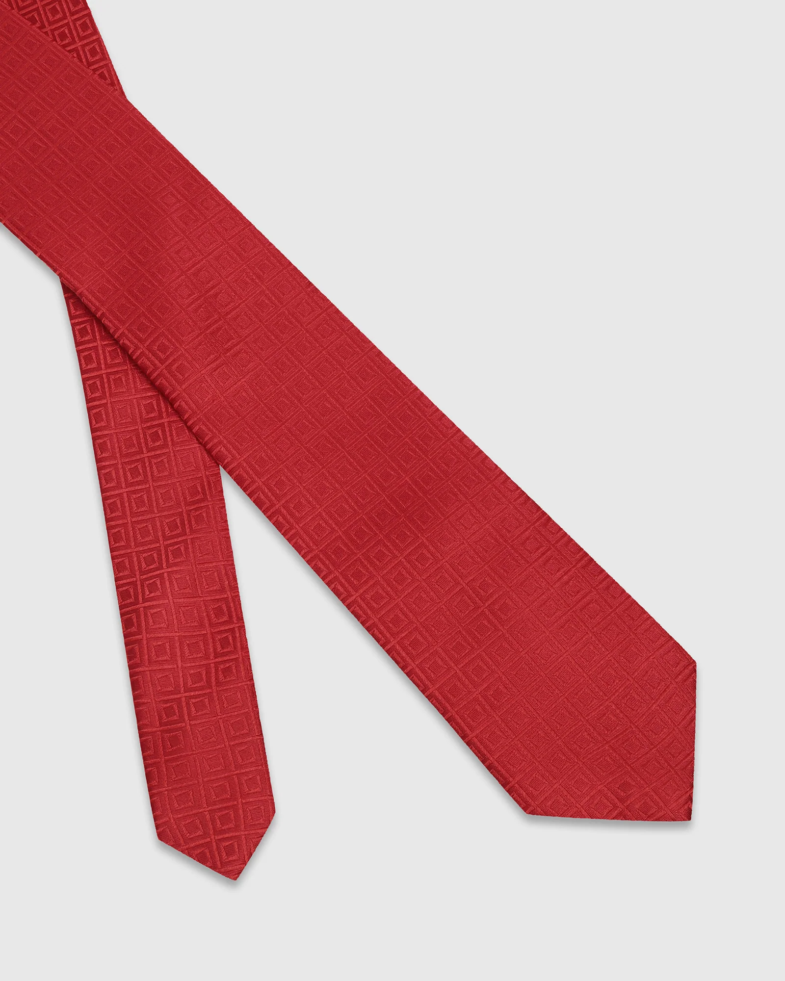 Red Silk Jacquard Tie - Wolcott - Image 2