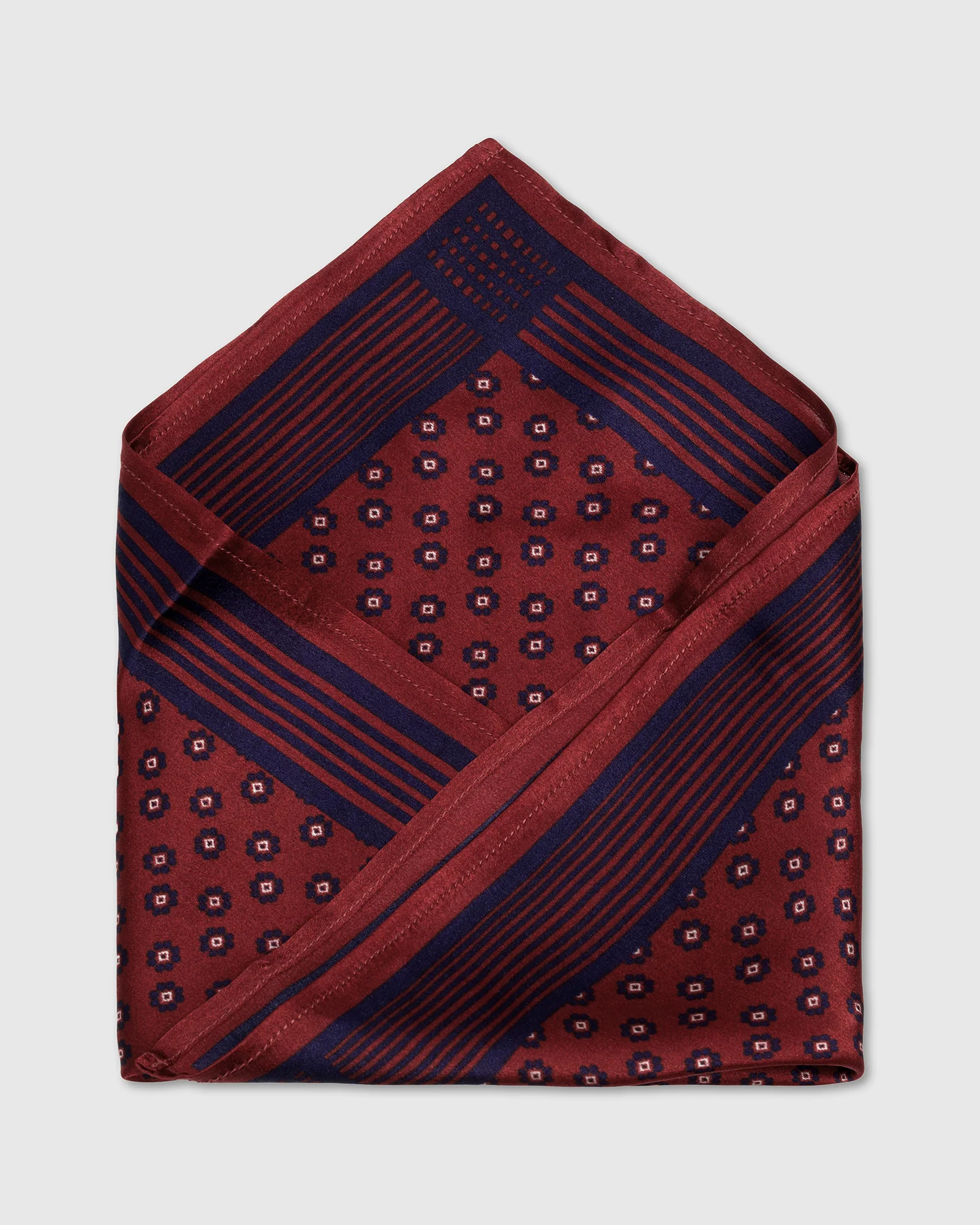 Red Printed Pocket Square - Warren - Image 3