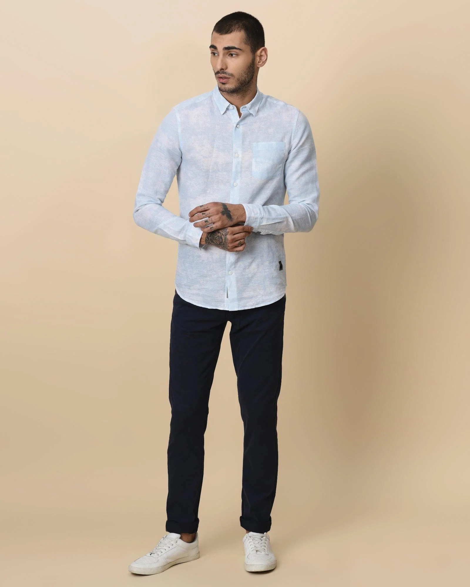 Roger Casual Deep Navy Solid Khakis - Reynold - Image 2
