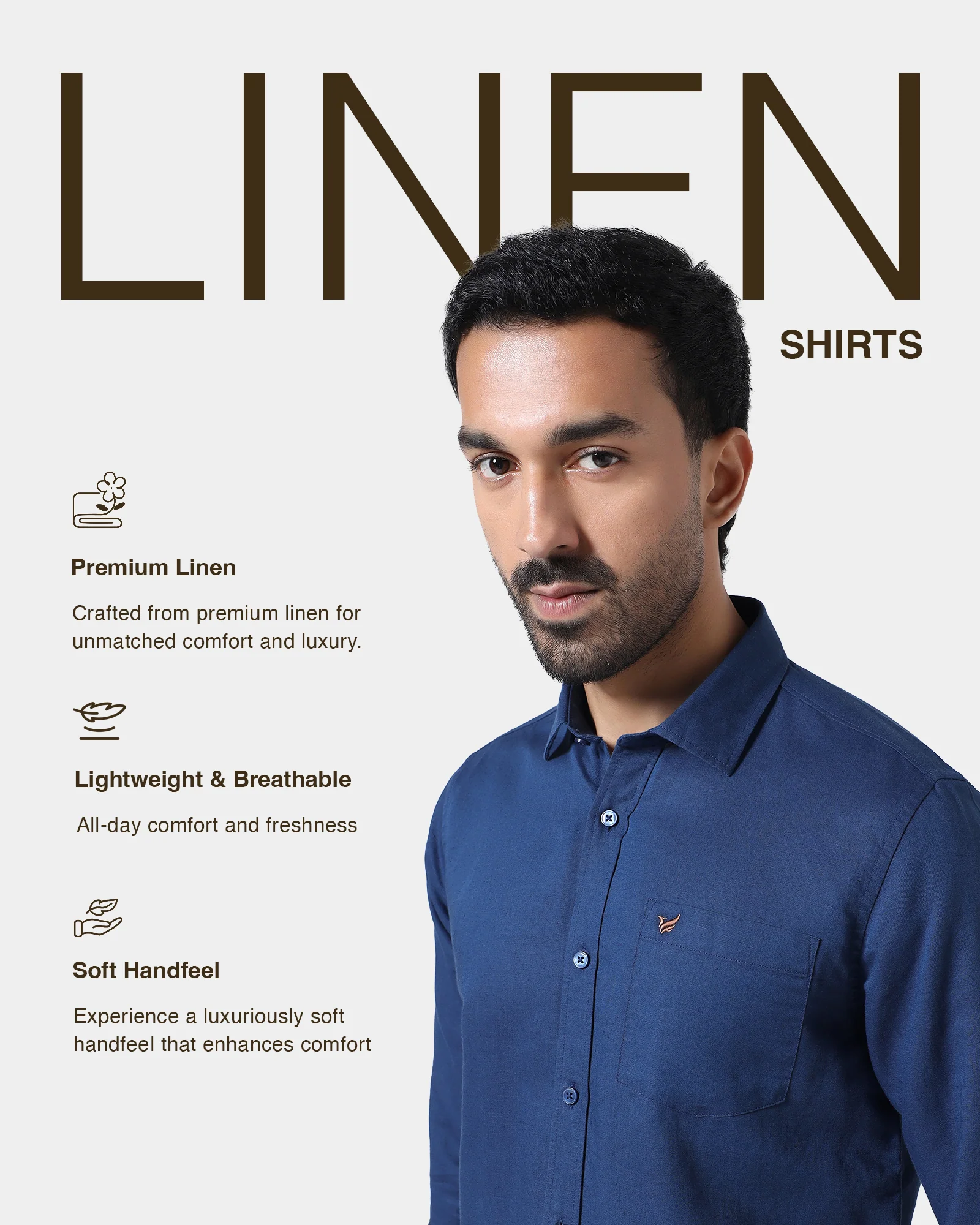Royal Blue Linen Solid Shirt - Cleo - Image 4