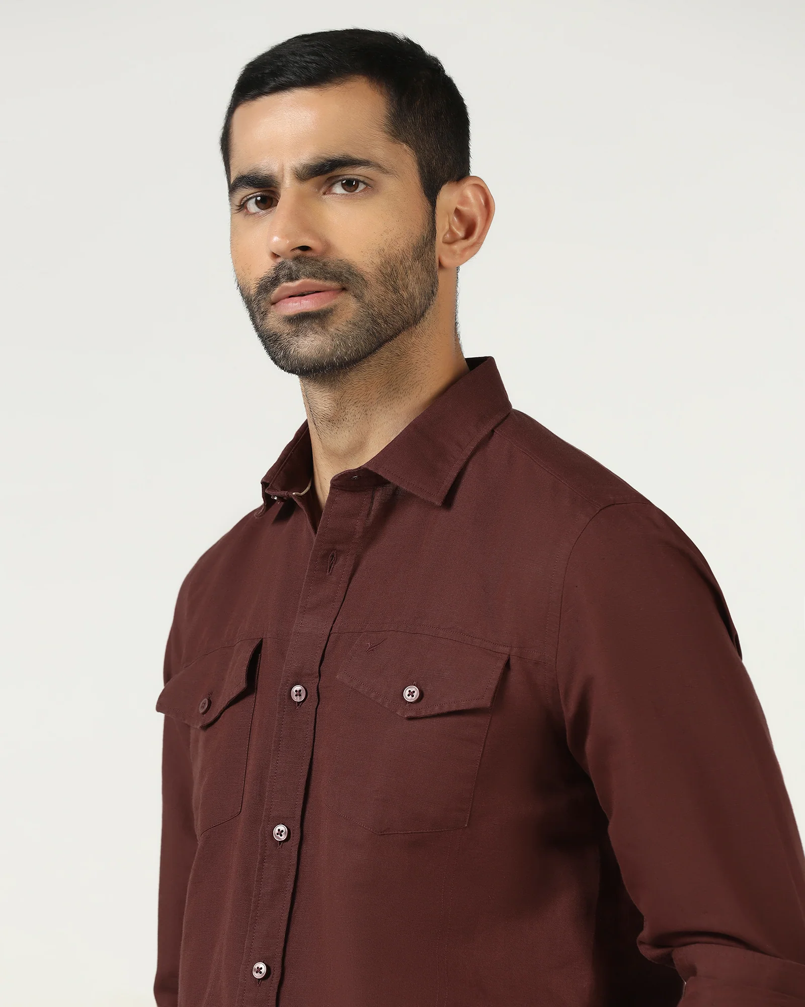 Rust Linen Solid Shirt - Konrad - Image 4