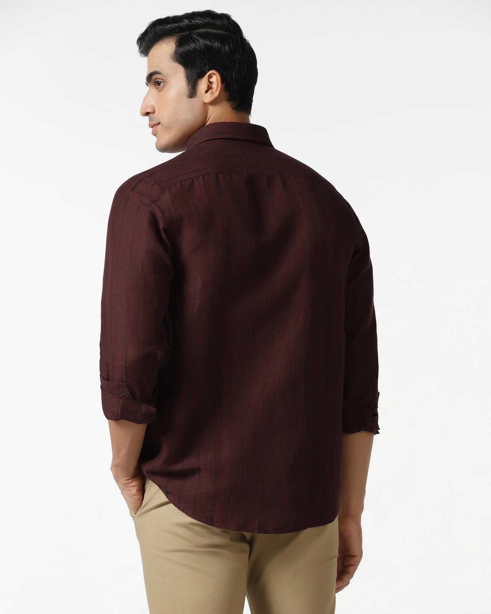 Rust Linen Stripe Shirt - Raydon - Image 2