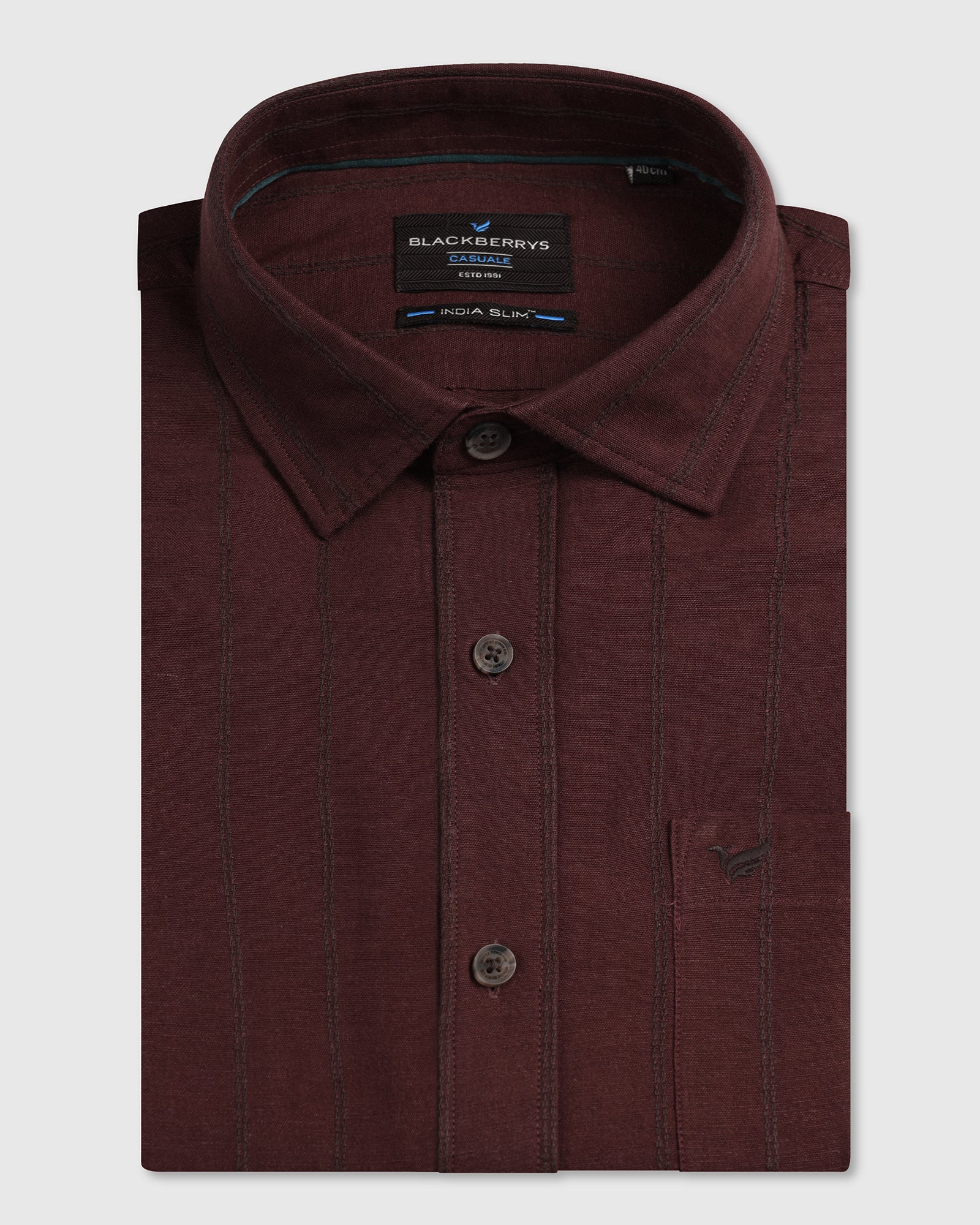 Rust Linen Stripe Shirt - Raydon - Image 5