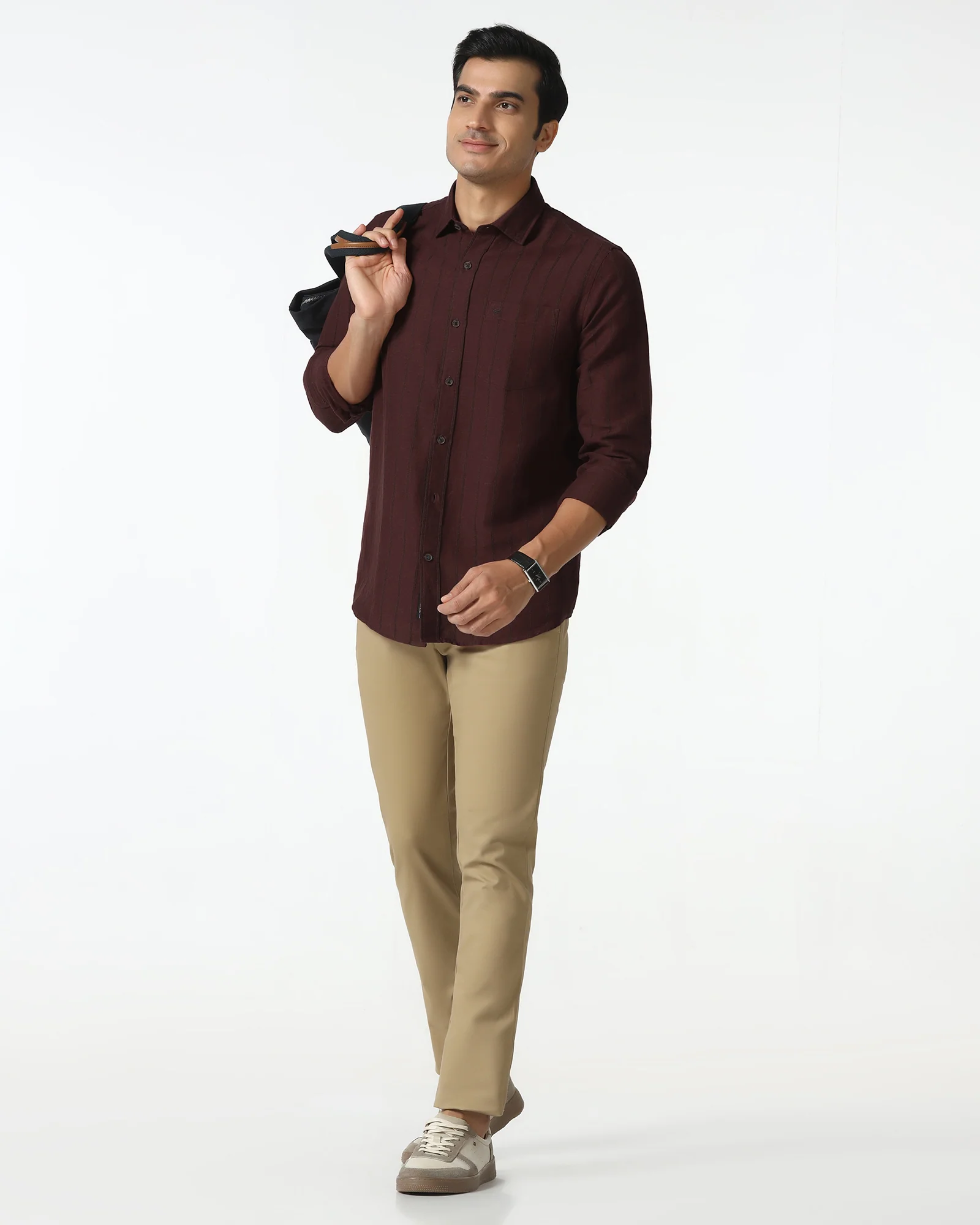 Rust Linen Stripe Shirt - Raydon - Image 7