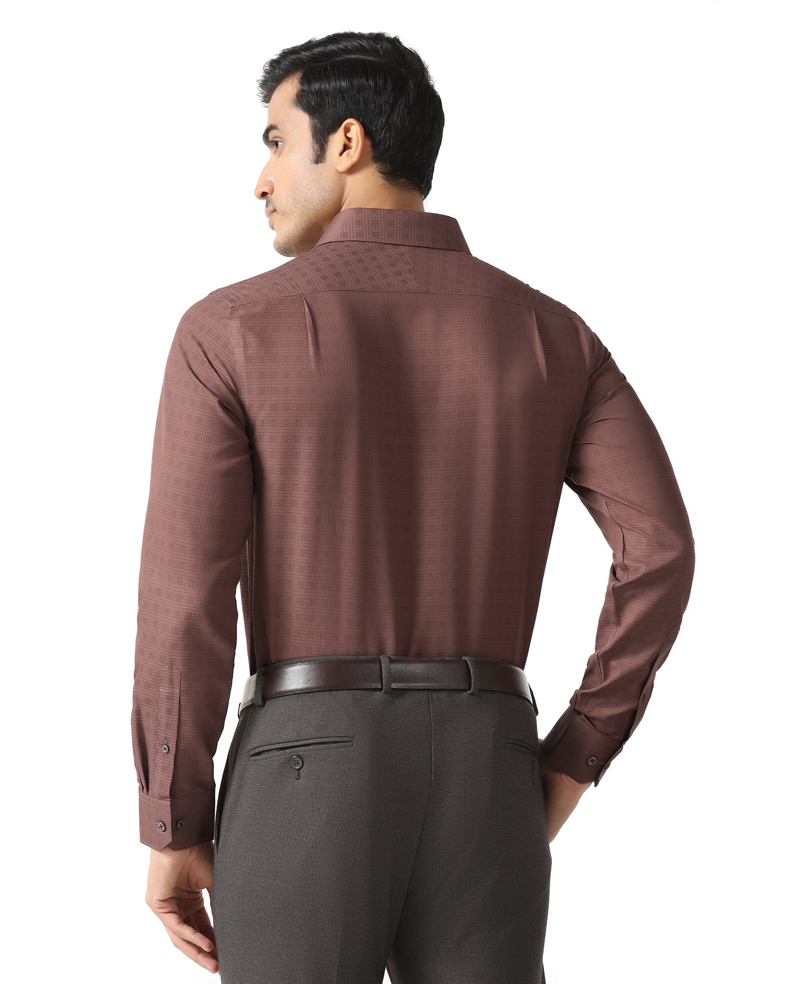 Rust Non Iron Textured Shirt - Reform - Image 2