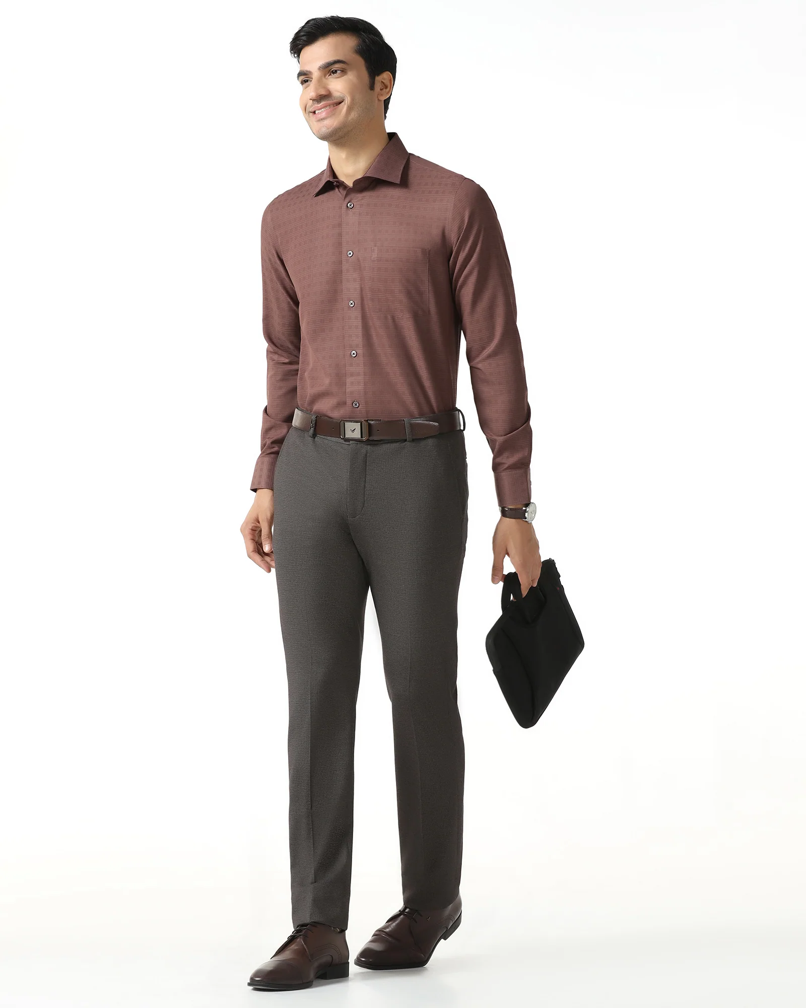 Rust Non Iron Textured Shirt - Reform - Image 7