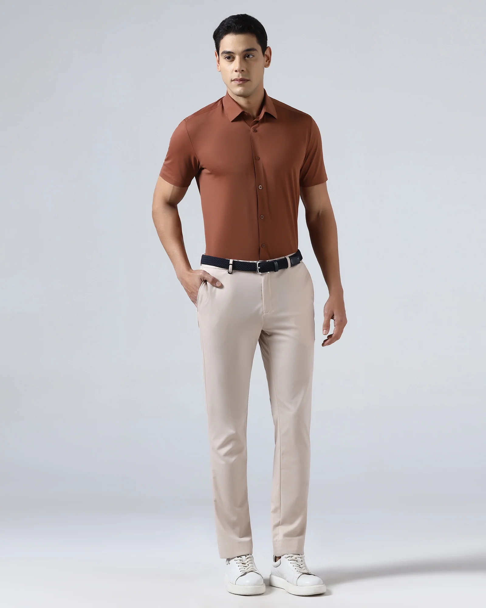 Rust Half Sleeve TechPro Textured Shirt - Henry - Image 3