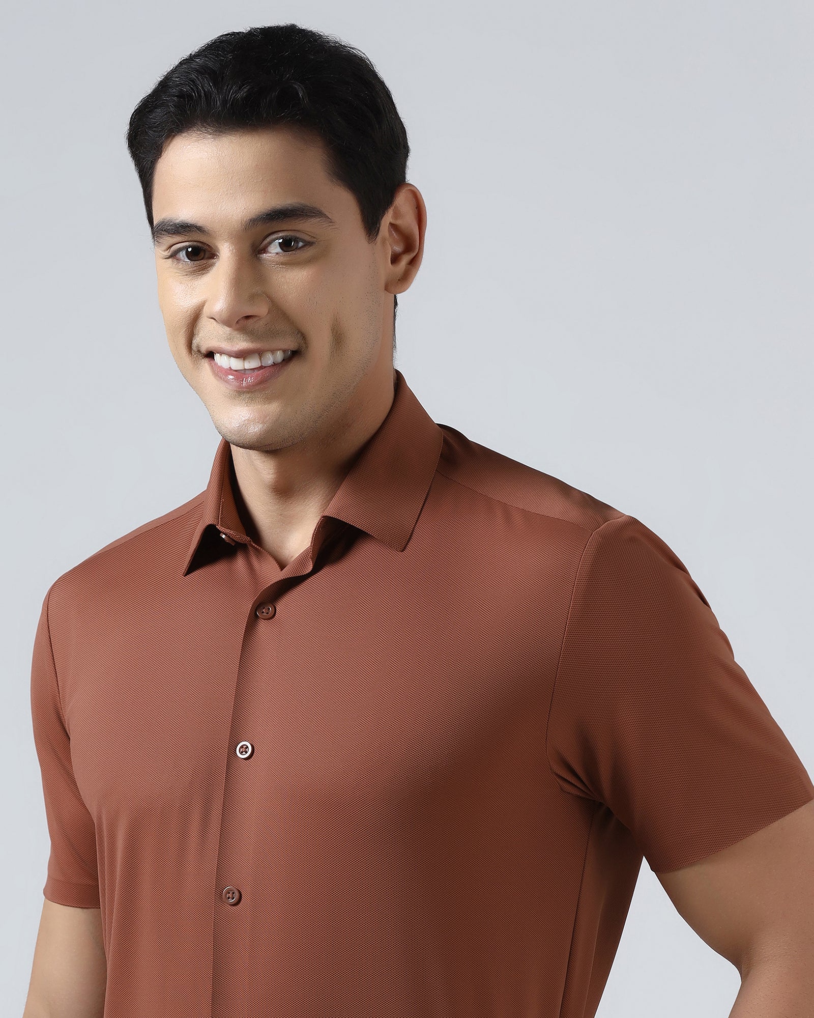 Rust Half Sleeve TechPro Textured Shirt - Henry - Image 4