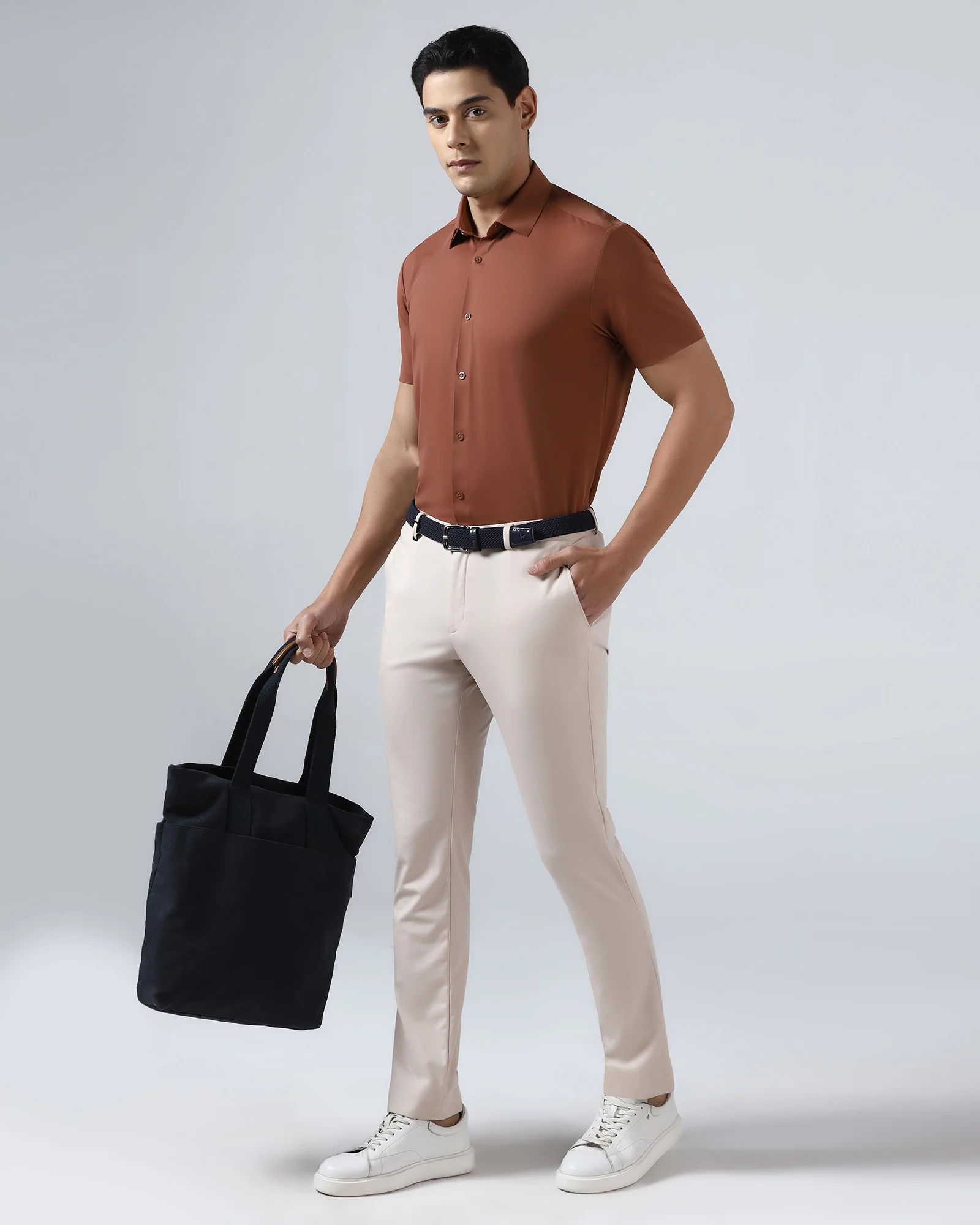 Rust Half Sleeve TechPro Textured Shirt - Henry - Image 7