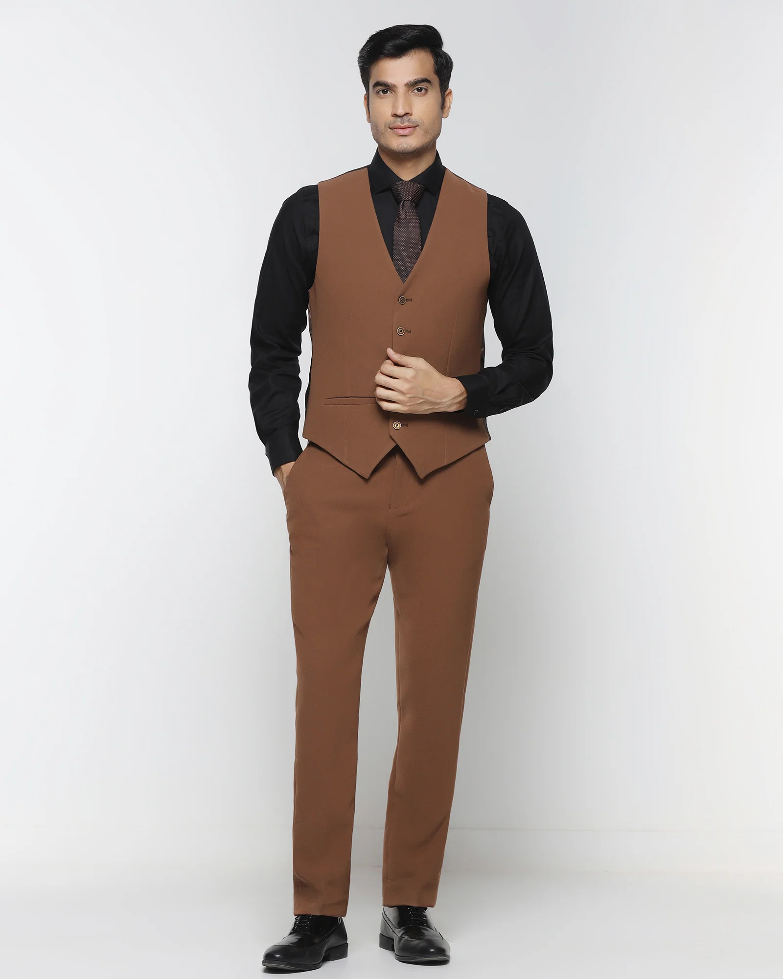 Rust Three Piece Solid Suit - Kover - Image 5