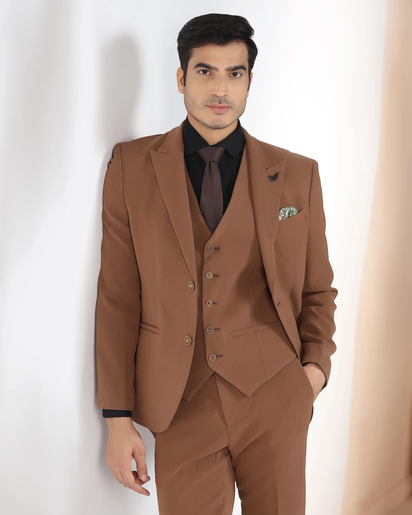 Rust Three Piece Solid Suit - Kover - Image 9