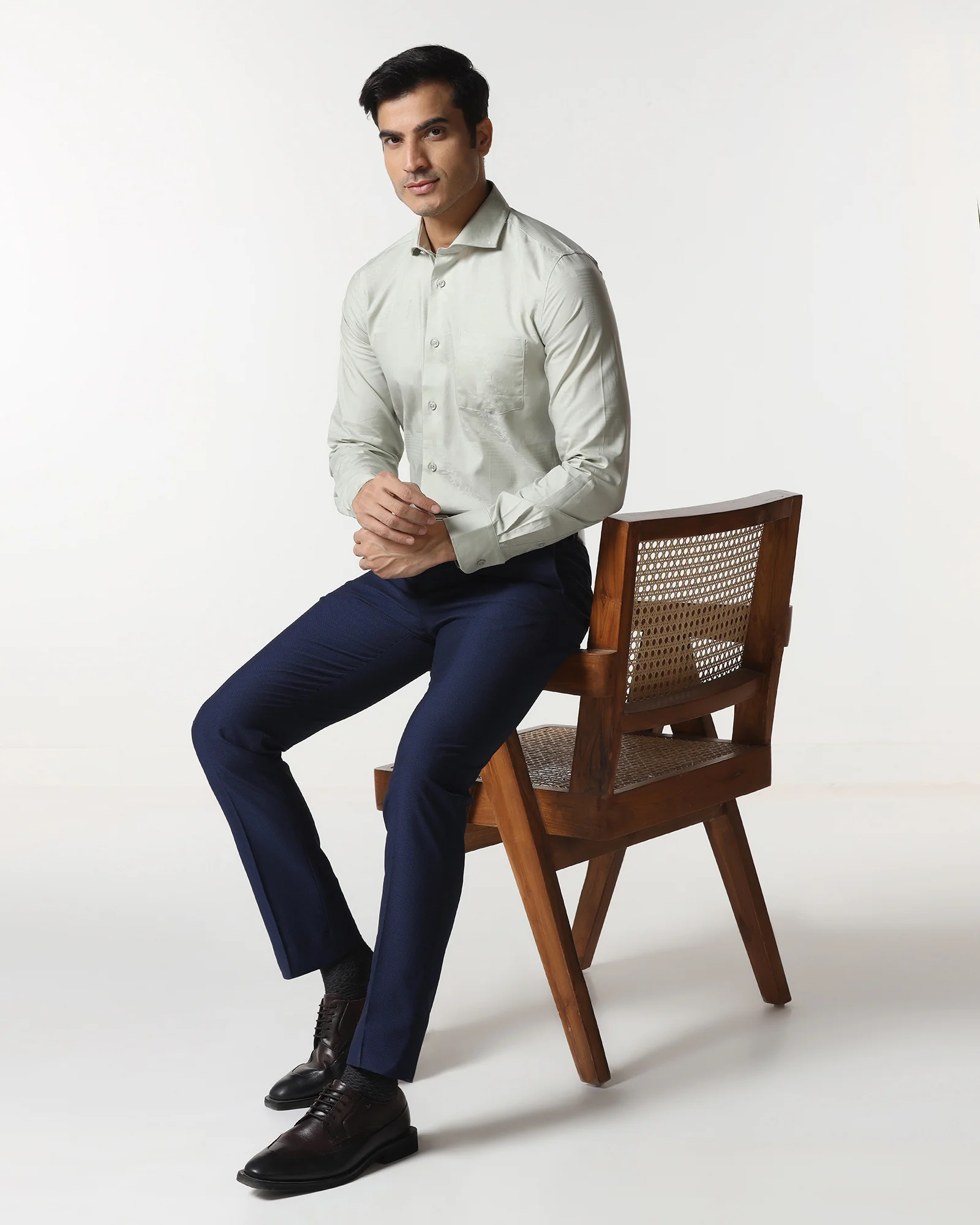 Sage Green Jacquard Shirt - Ross - Image 7