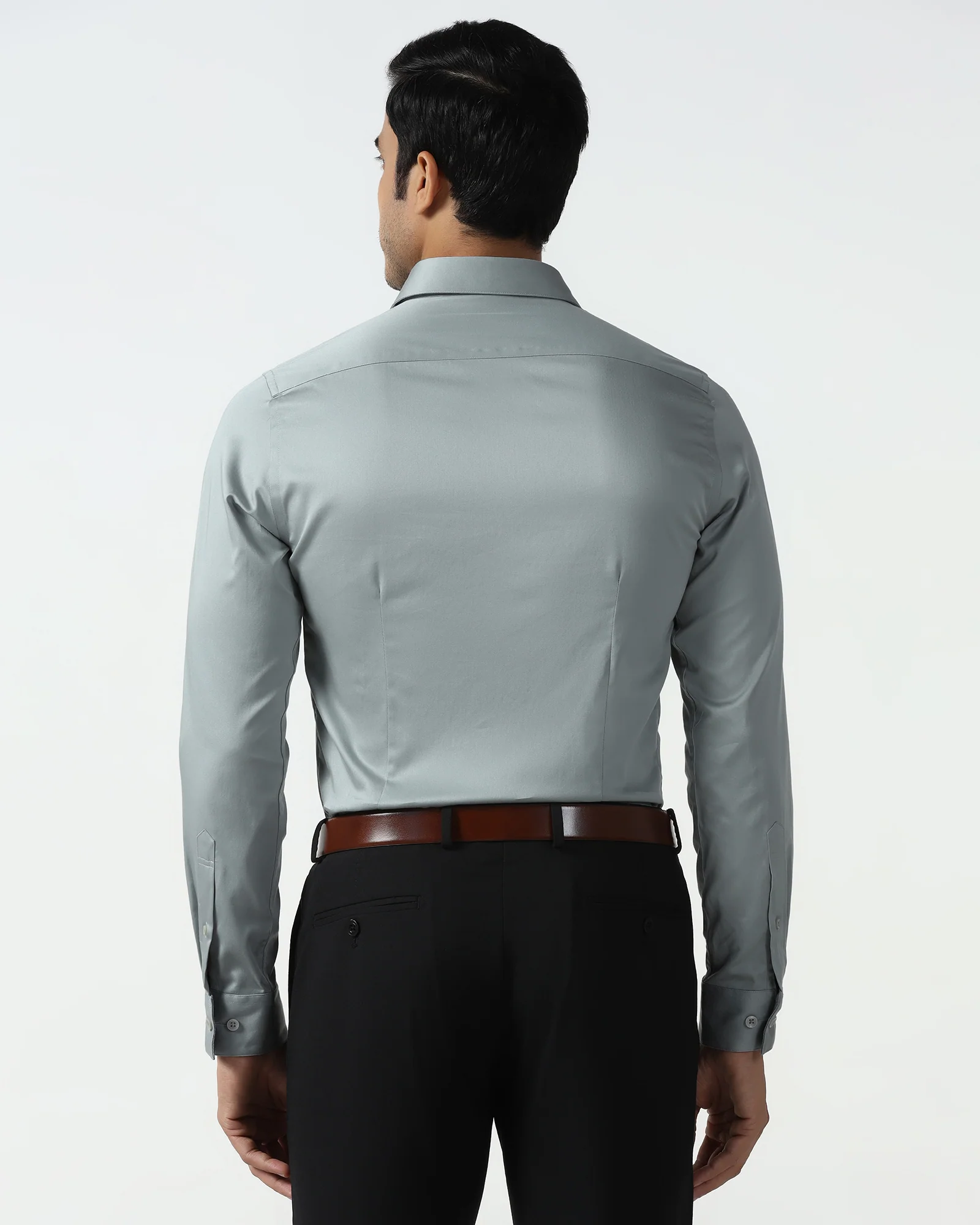 Sage Green Unwrinkle Solid Shirt - Liviya - Image 2