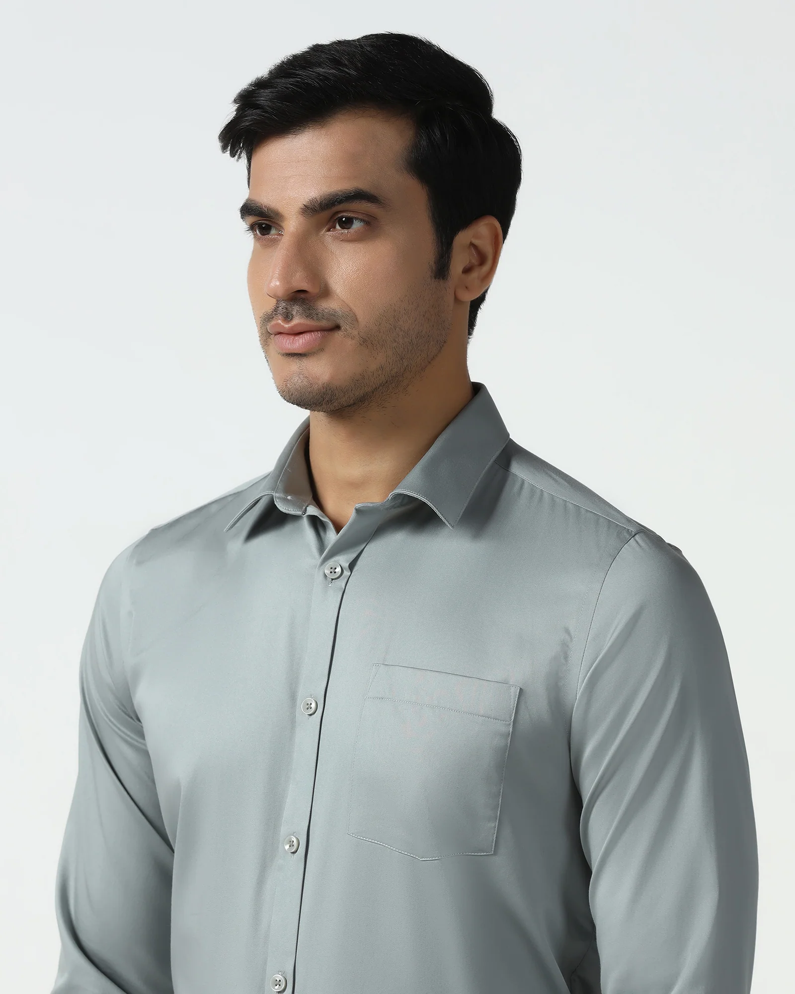 Sage Green Unwrinkle Solid Shirt - Liviya - Image 4