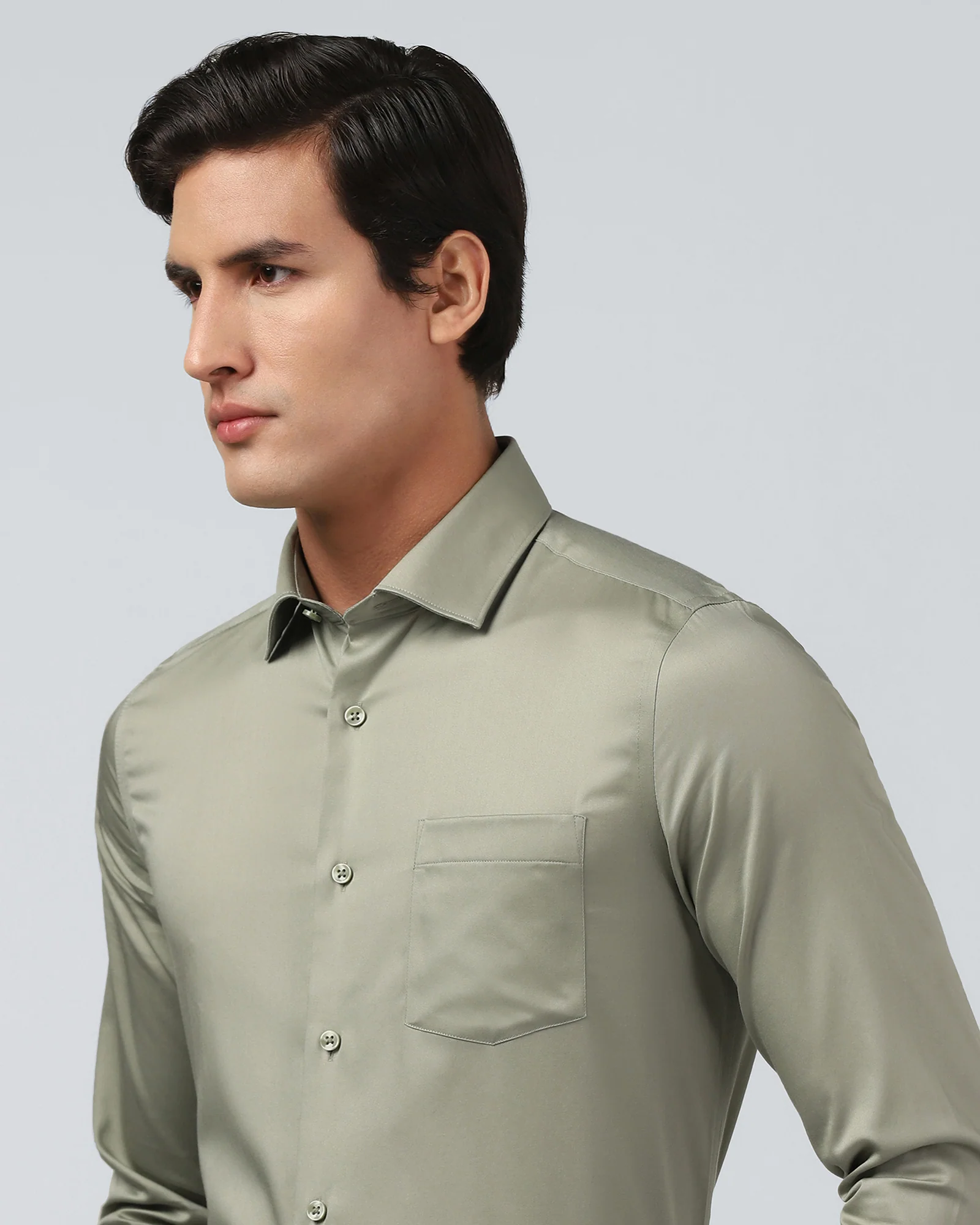 Sage Green Unwrinkle Solid Shirt - Sylvia - Image 4